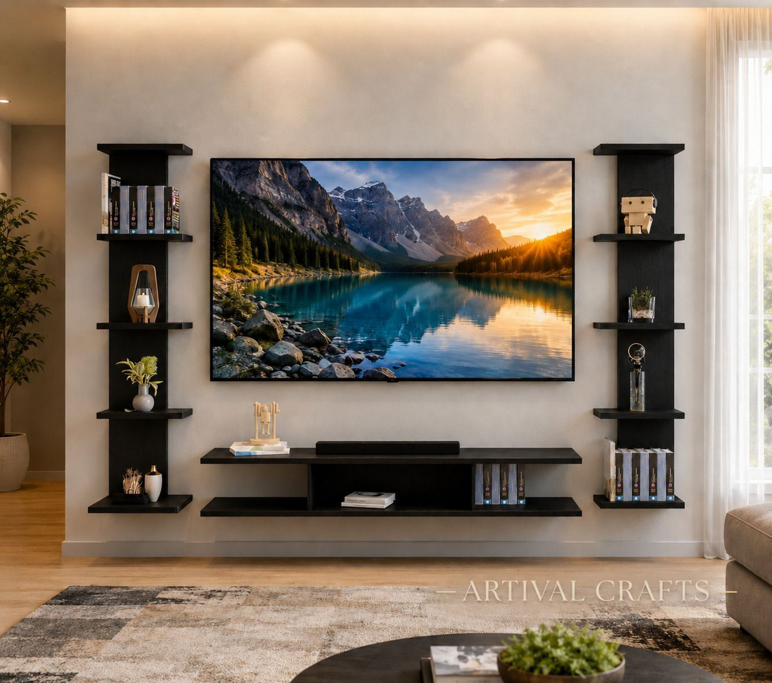 Image of Artival Crafts TV Cabinet 55 inch Premium TV Unit Engineered Wood TV Entertainment Unit