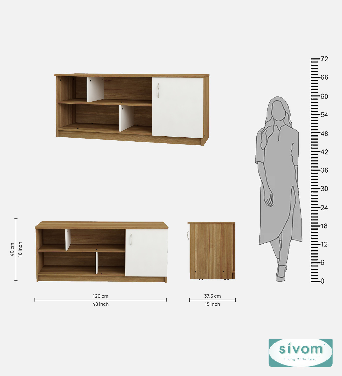 Image of SIVOM Fortune Multipurpose TV Unit fits upto 43 inch with Storage Engineered Wood TV Entertainment Unit