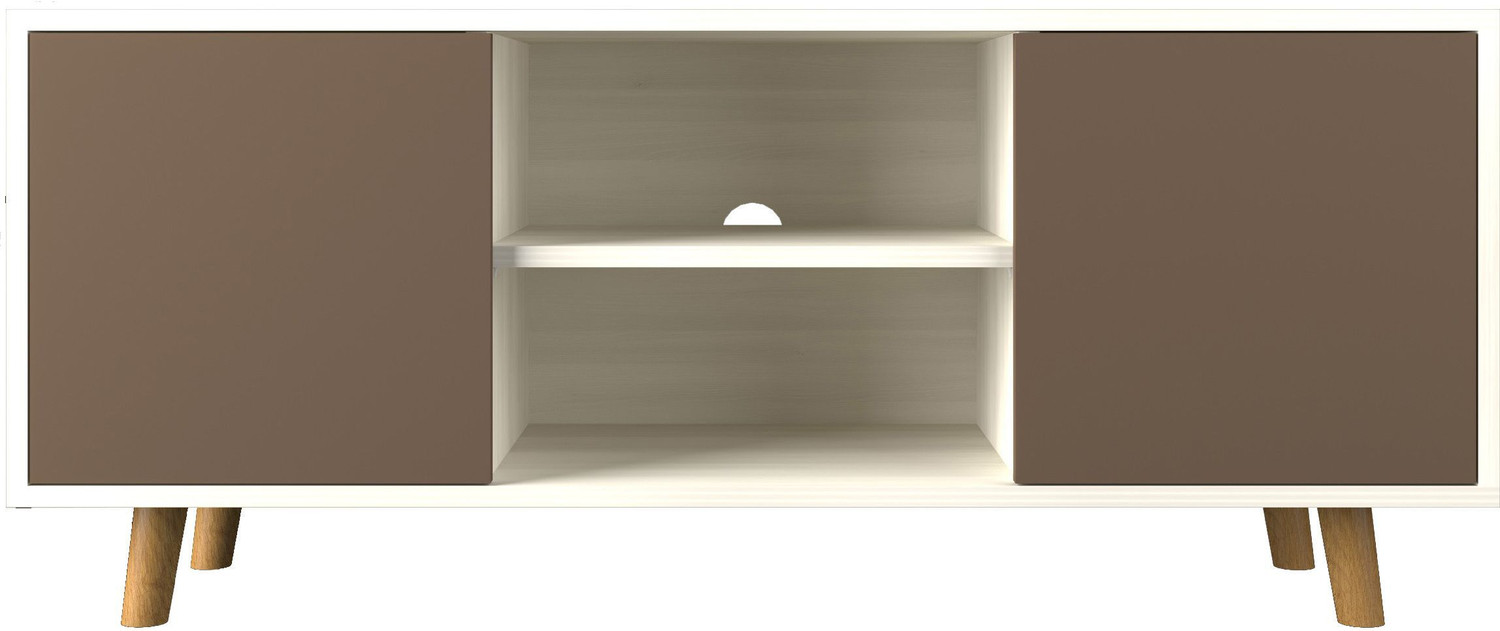 Image of spacesbyU Brelo TV Unit with Storage | Solid Wood Legs | Engineered Wood TV Entertainment Unit