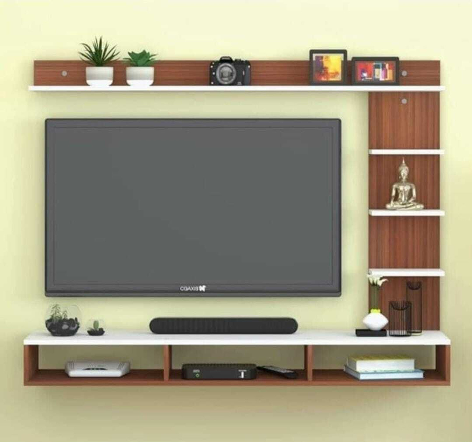 Image of Aariwoody Futuristic Carving Engineered Wood TV Entertainment Unit