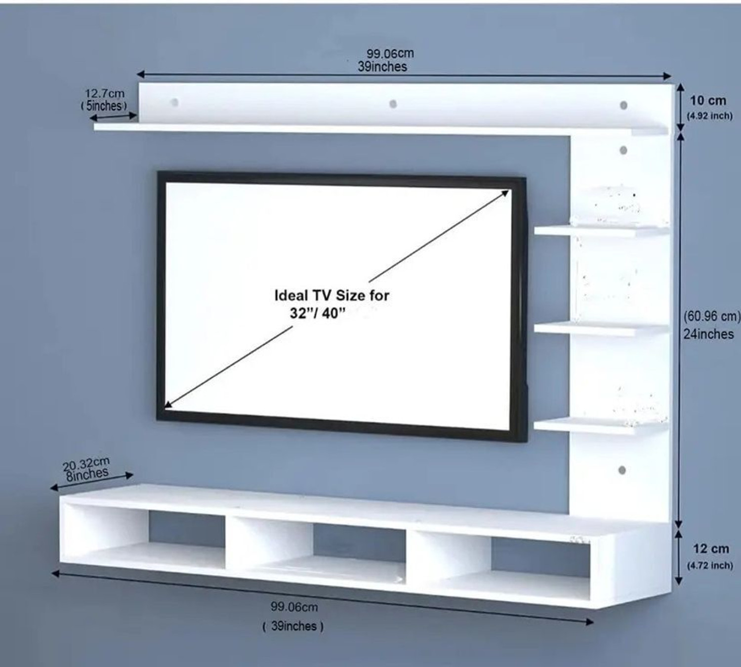 Image of Artival Crafts Designer C-Shape TV Stand Wooden Entertainment Unit Wall Shelf Engineered Wood TV Entertainment Unit
