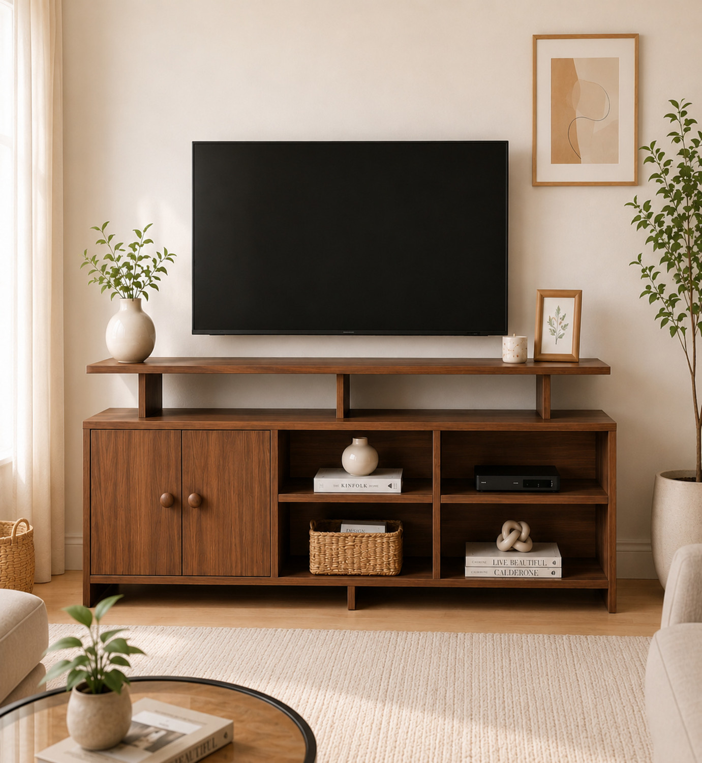 Image of Spyder Home Decore Matte Finish TV Entertainment Unit Stand for Living Room Engineered Wood TV Entertainment Unit