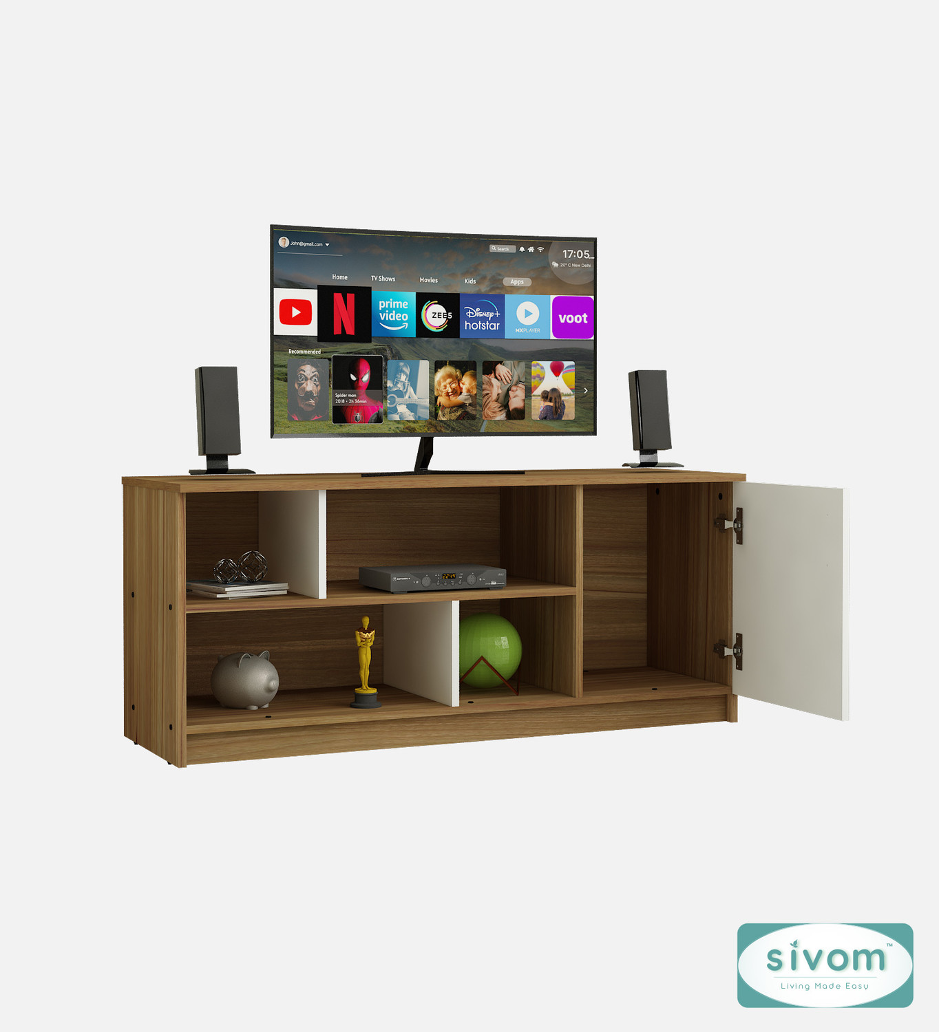 Image of SIVOM Fortune Multipurpose TV Unit fits upto 43 inch with Storage Engineered Wood TV Entertainment Unit