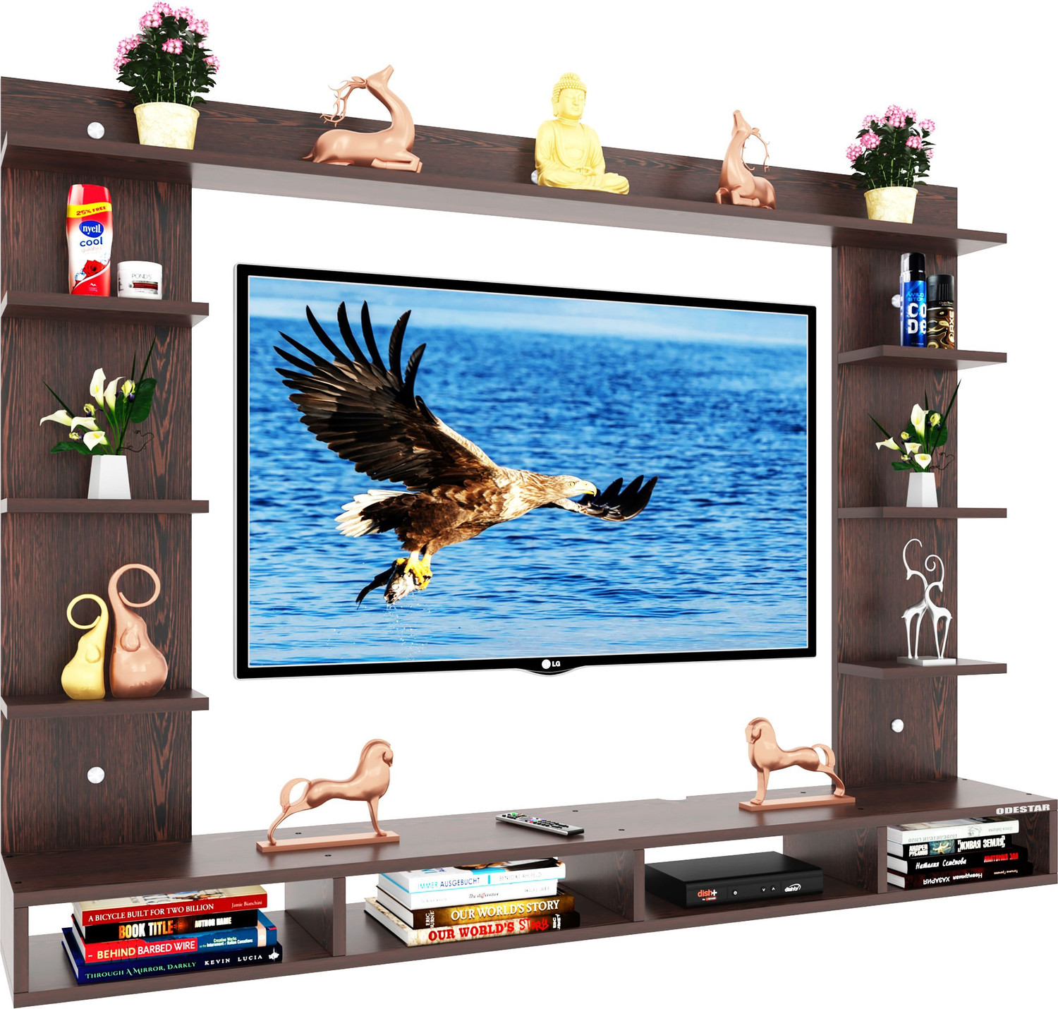 Image of Odestar Tv Unit For Living Room Upto 55 inch Tv Furniture Stand Tv Cabinate Engineered Wood TV Entertainment Unit