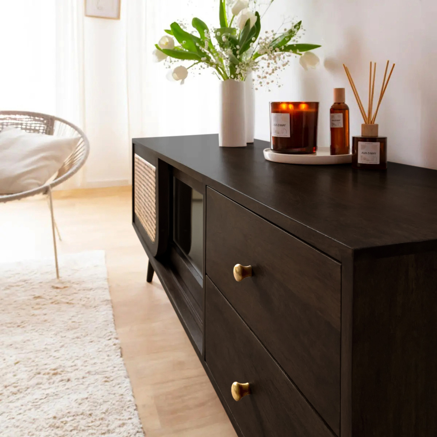 Image of THE ATTIC KL-2267W Solid Wood TV Entertainment Unit