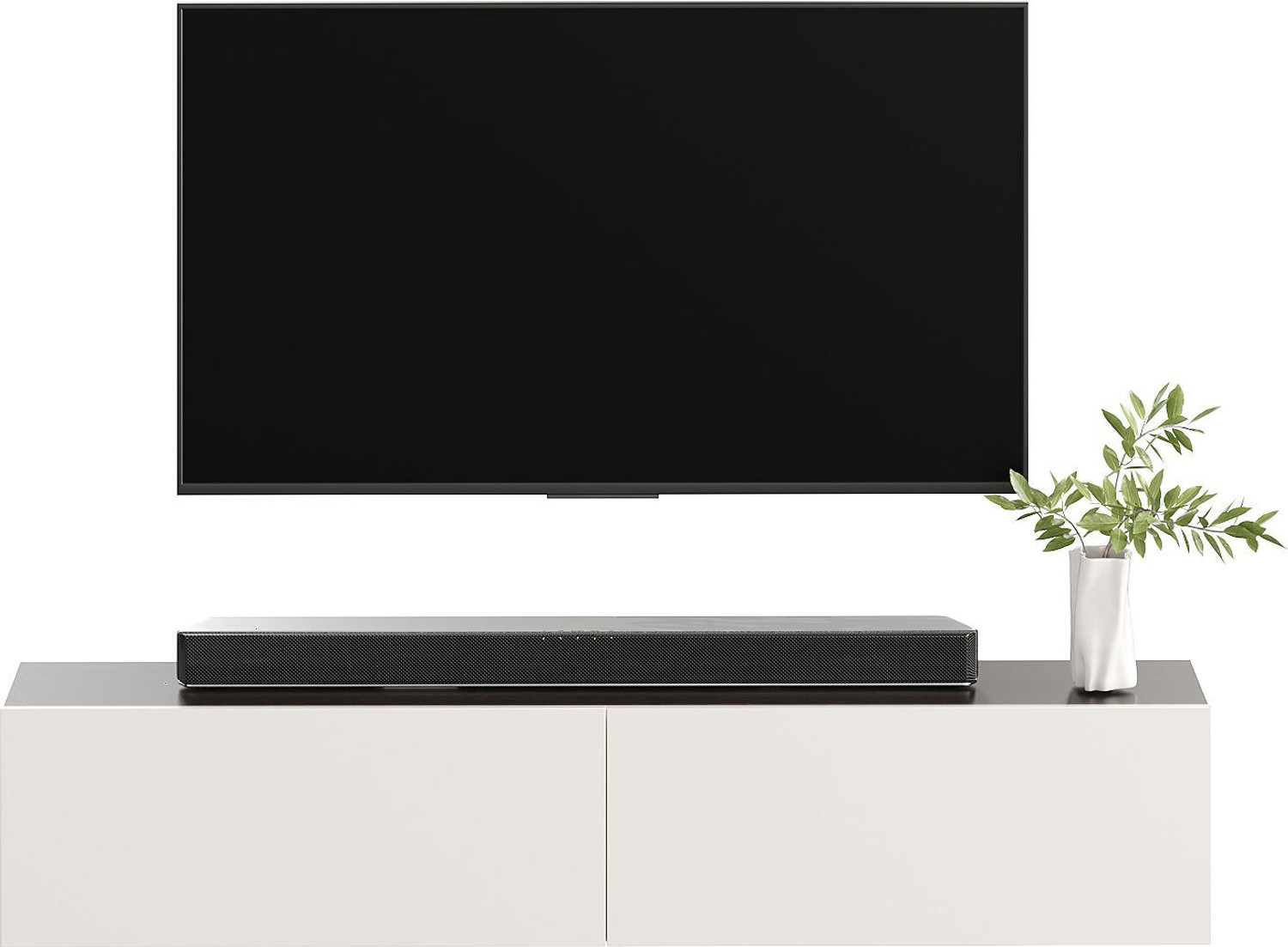 Image of FURNEASER Jiva Wall TV Showcase Stand LED Cabinet TV Table 55 inch, Engineered Wood TV Entertainment Unit