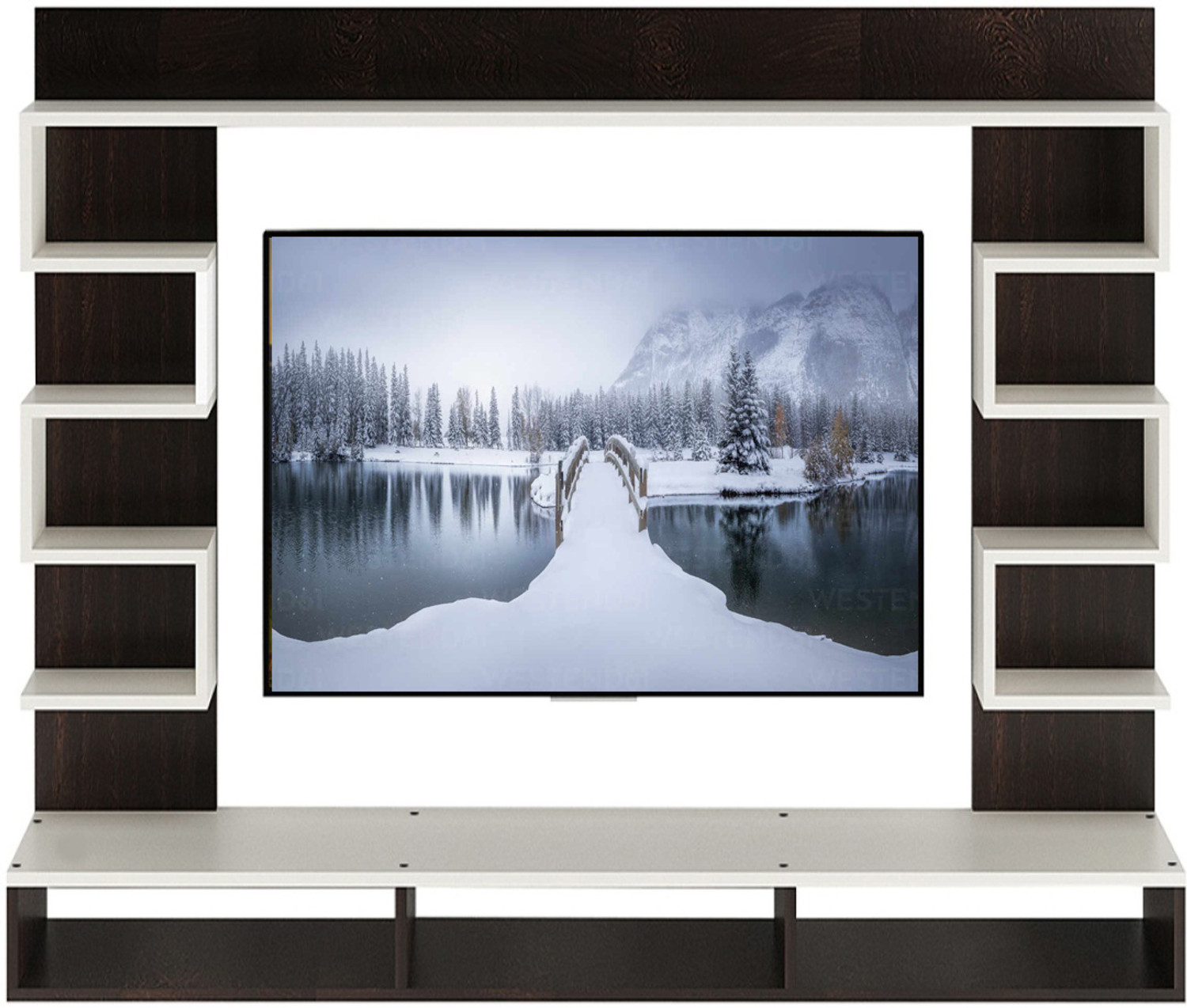 Image of icrush Engineered Wood Wall Mount TV Entertainment Units 55 inch Cabinet Engineered Wood TV Entertainment Unit (Finish Color - Wenge White, DIY(Do-It-Yourself))