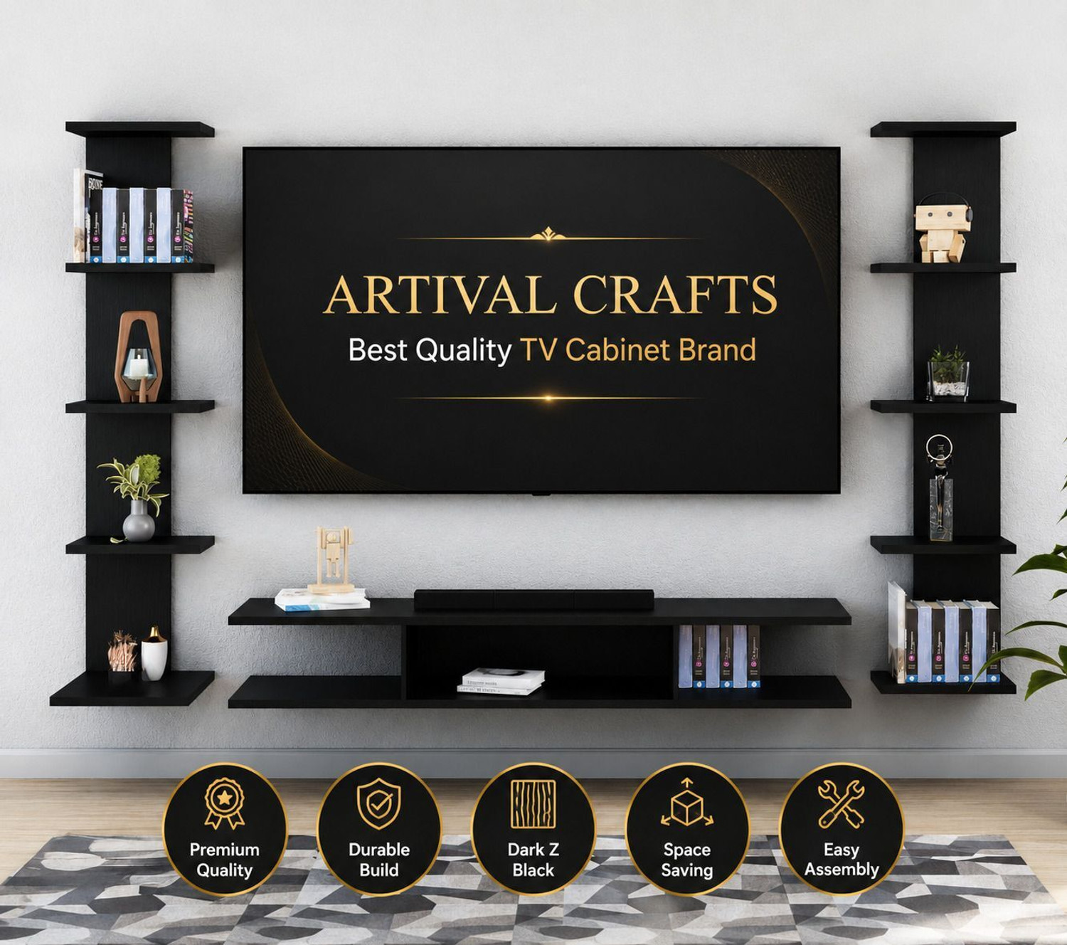 Image of Artival Crafts TV Cabinet 55 inch Premium TV Unit Engineered Wood TV Entertainment Unit