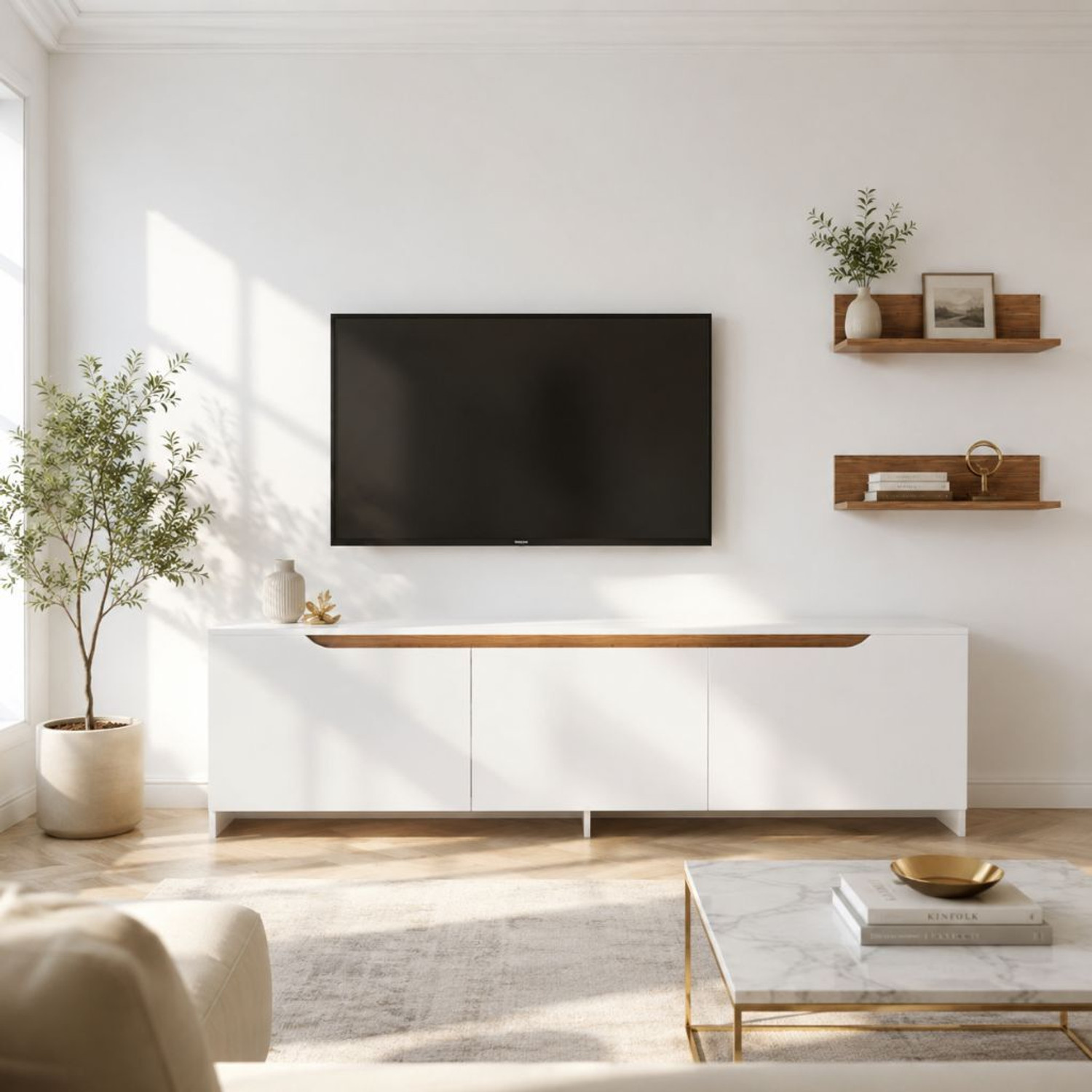 Image of Spyder Craft Matte Finished Tv Unit stand Cabinet With Storage Engineered Wood TV Entertainment Unit