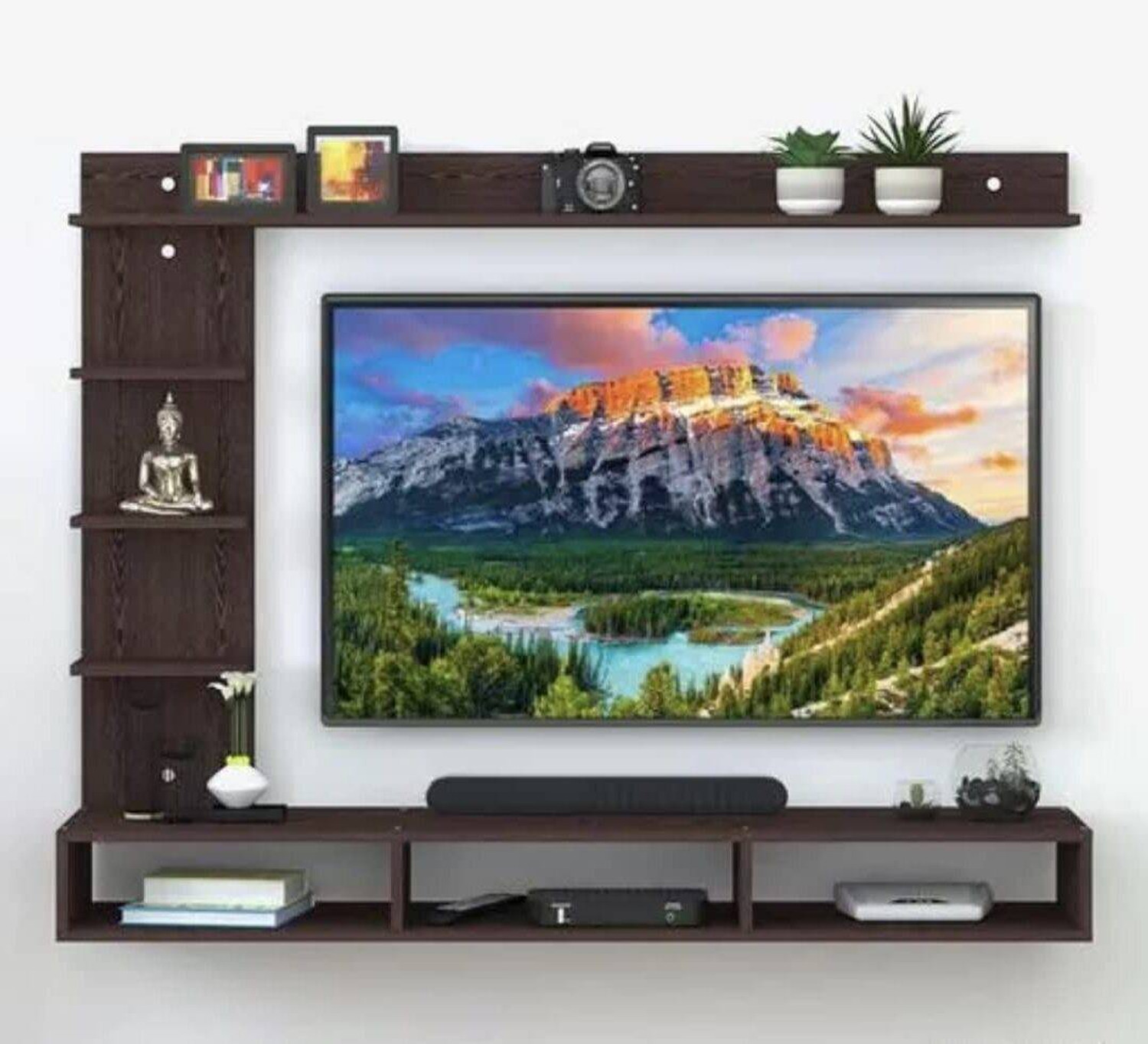 Image of Artival Crafts Triple Side TV Cabinet for Bedroom in 32 inch Engineered Wood TV Entertainment Unit