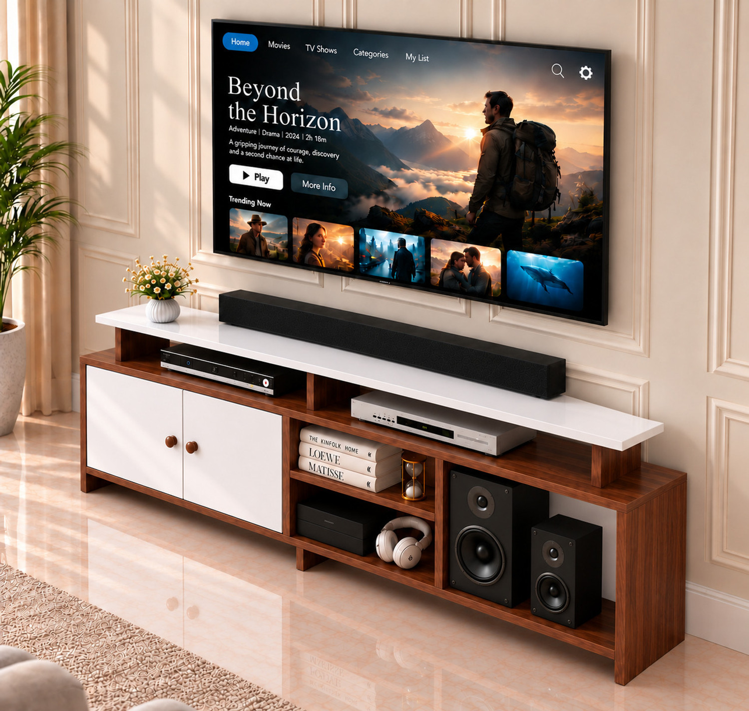 Image of Flipkart Perfect Homes Engineered Wood TV Entertainment Unit (Finish Color - Multicolor, DIY(Do-It-Yourself))