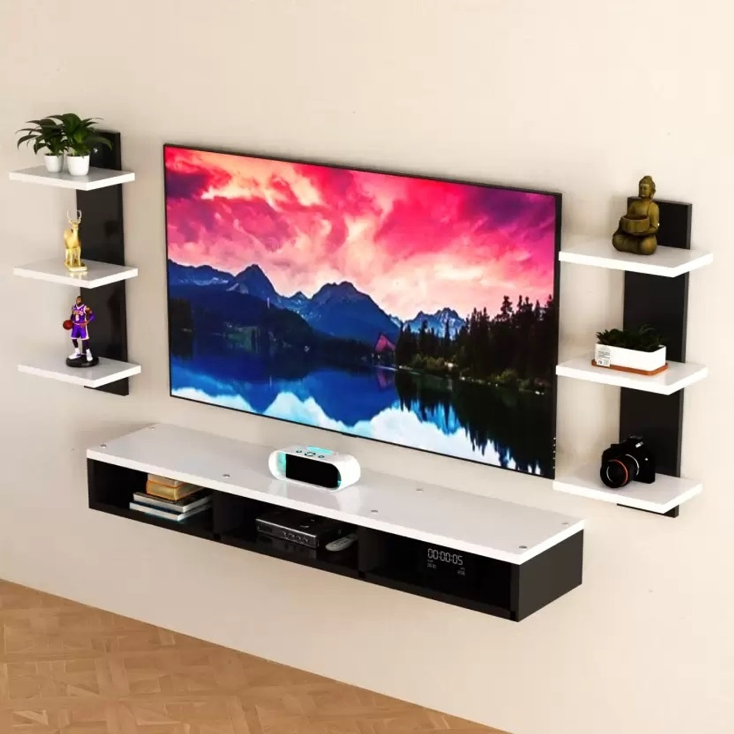 Image of THESMARTCRAFTS Entertainment Unit /TV Cabinet with Rack for Set Top & Decorative Objects Engineered Wood TV Entertainment Unit
