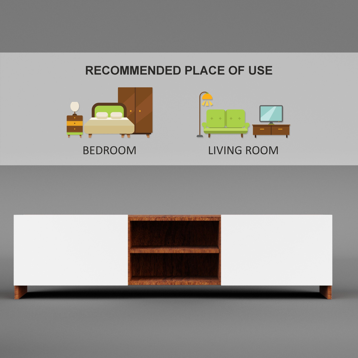 Image of Divysa TV Unit for Up to 65 Inch TV | Handleless Door Design Engineered Wood TV Entertainment Unit