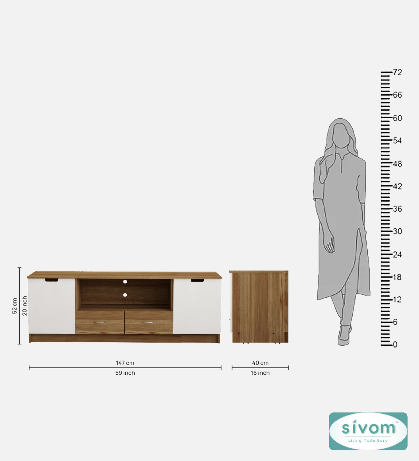 Image of SIVOM Morgan Multipurpose TV Unit fits upto 43 inch with Storage Engineered Wood TV Entertainment Unit