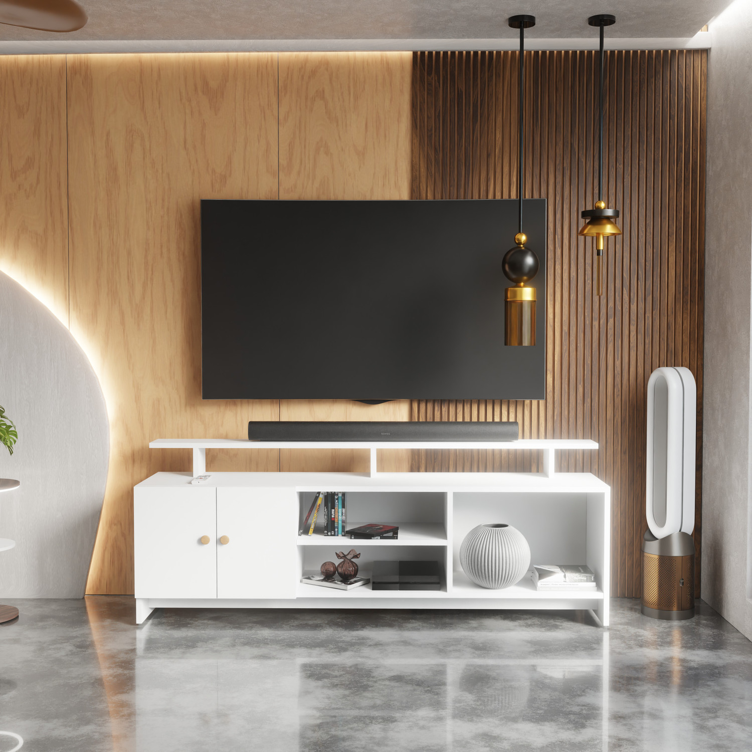 Image of Divysa TV Unit for Living Room | TV Cabinet Stand Table Home Furniture | Living room Engineered Wood TV Entertainment Unit
