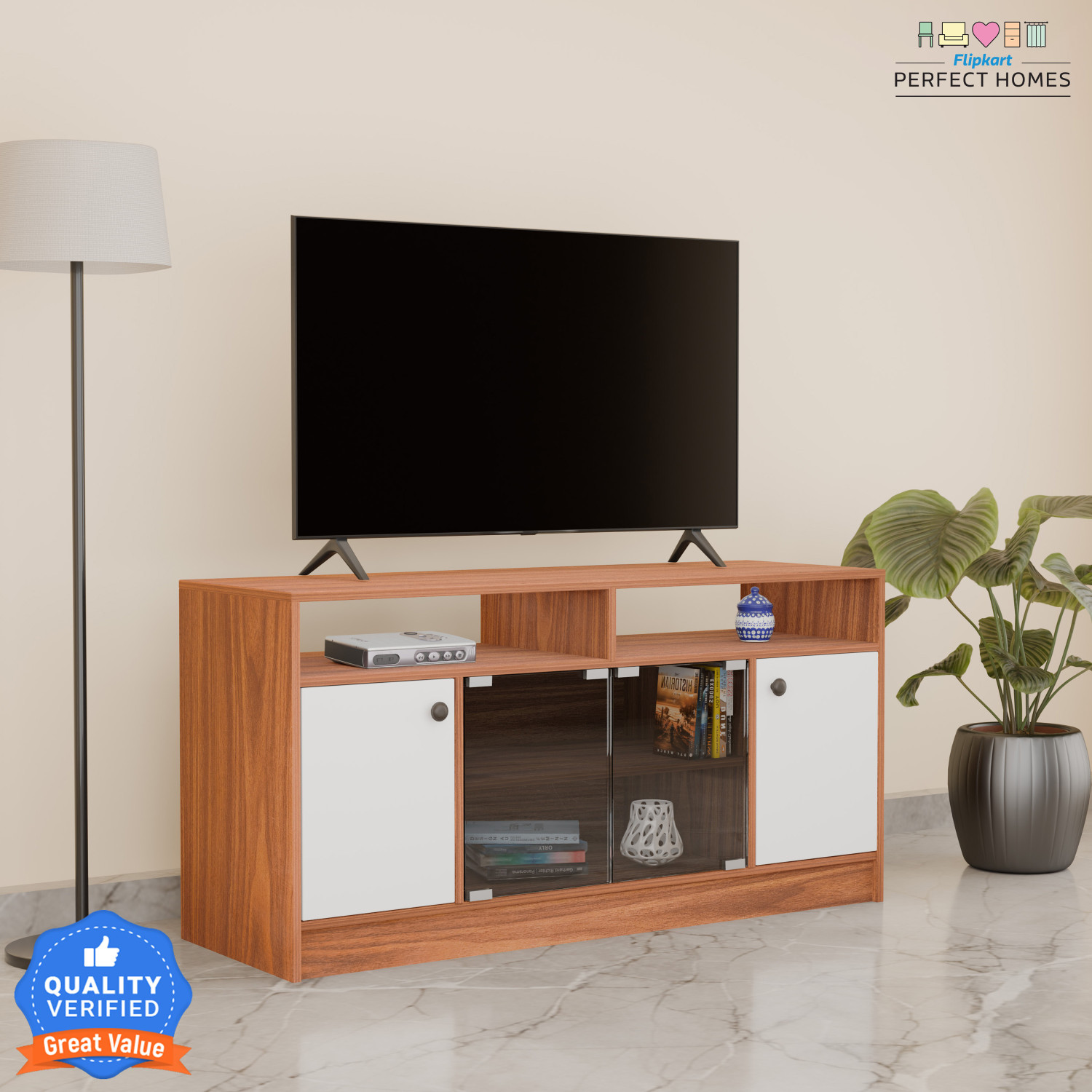 Image of Flipkart Perfect Homes Phonox Engineered Wood TV Entertainment Unit
