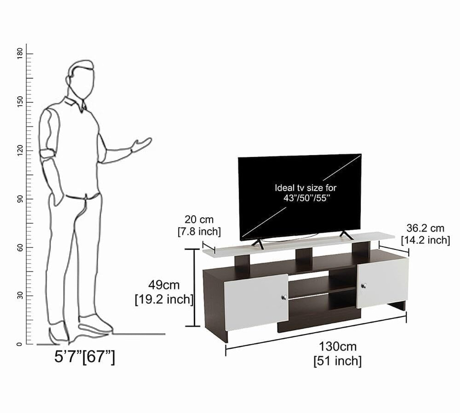 Image of Buildream Engineered Wood Tv Unit for Living Room Floor Standing Tv Cabinet Engineered Wood TV Entertainment Unit