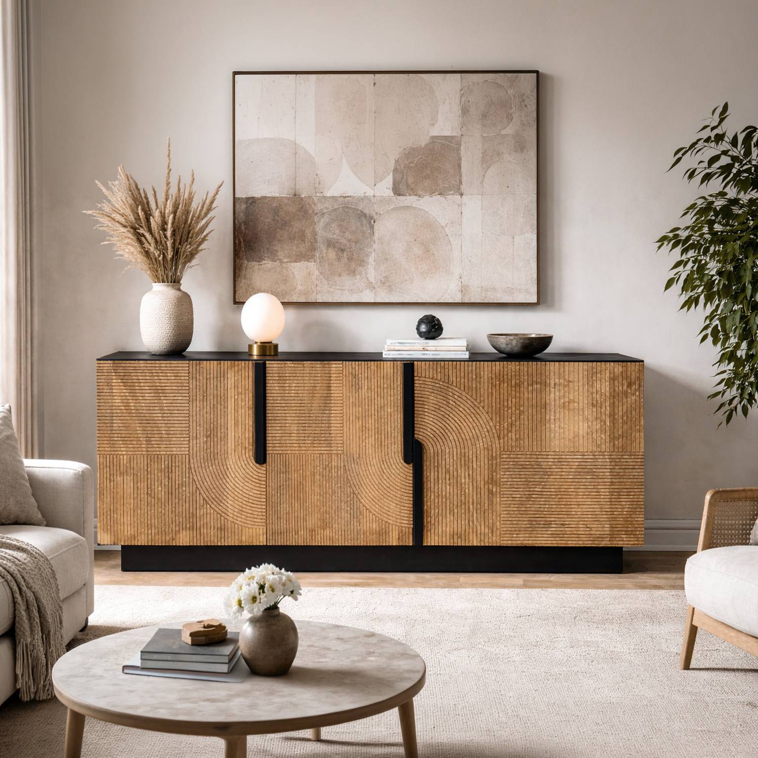 THE ATTIC KL-2258 Solid Wood Free Standing Sideboard (Finish Colo