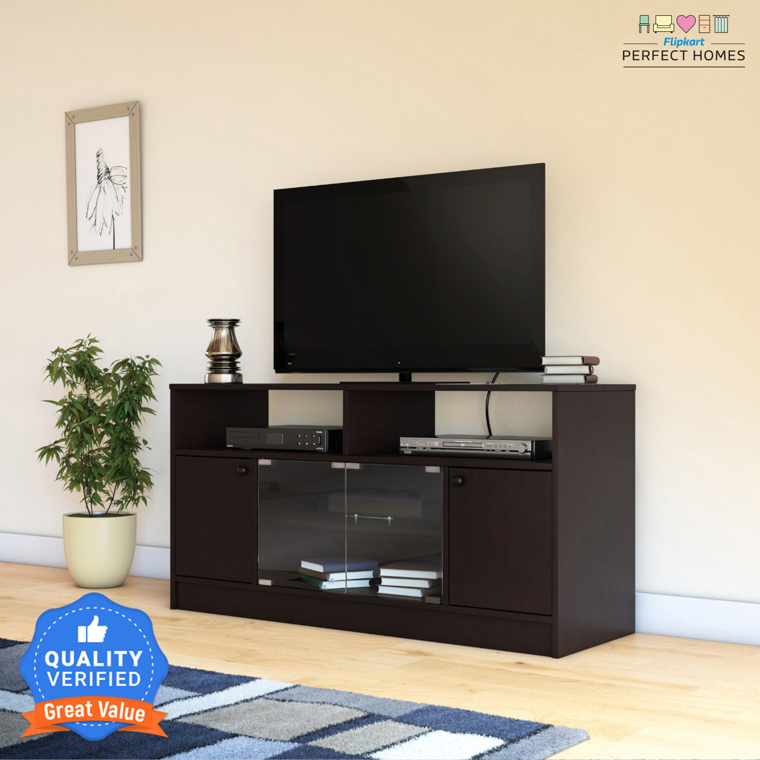 Image of Flipkart Perfect Homes Phonox Engineered Wood TV Entertainment Unit