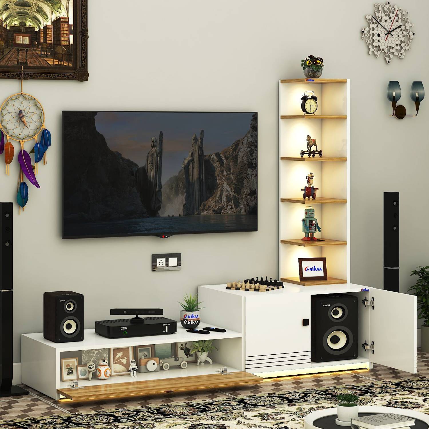 ANIKAA KLYRA TV Unit Cabinet with LED Light - Image 2