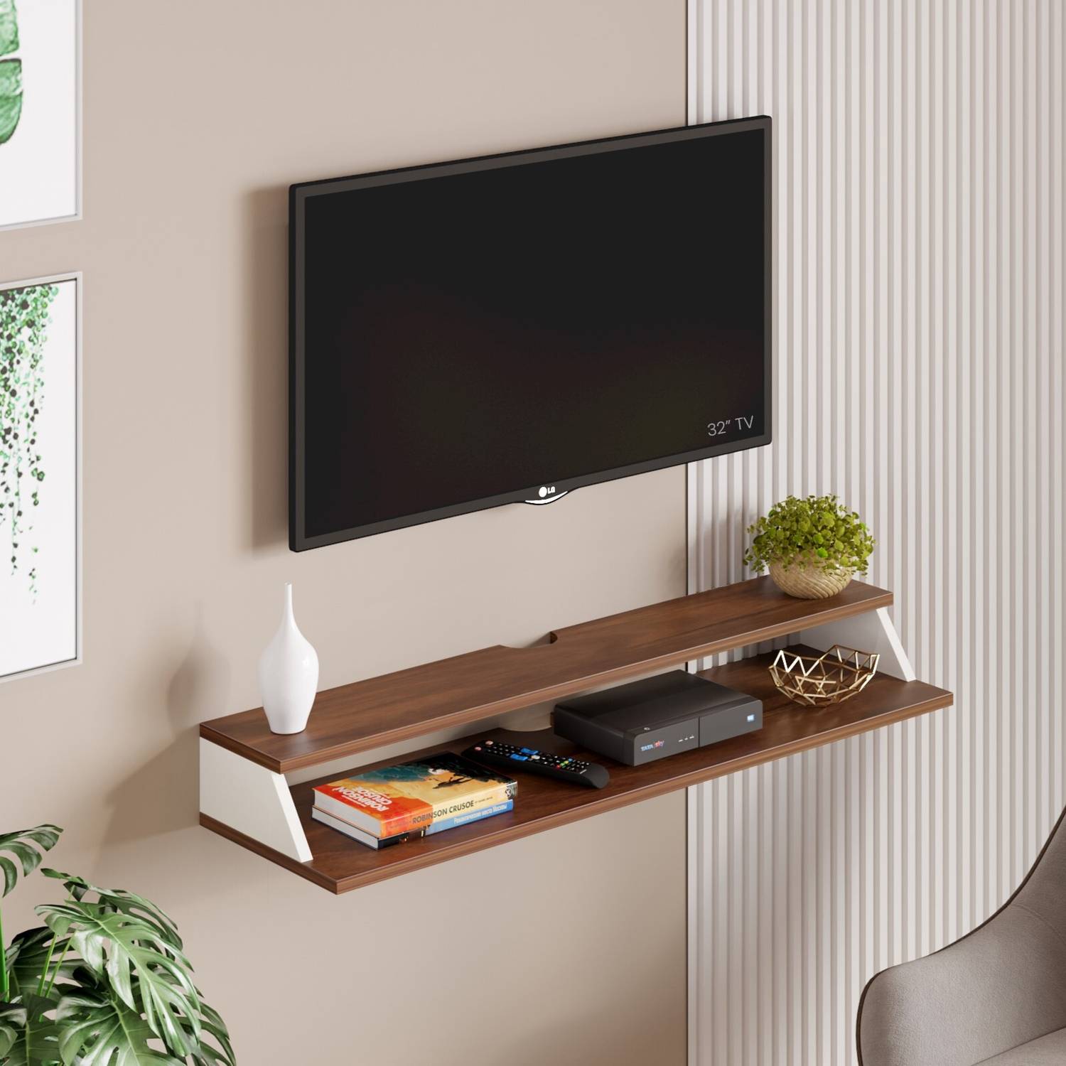 BLUEWUD Maisy TV Stand with Storage Shelves for Decor Display Upto 55 Inches Engineered Wood TV Entertainment Unit