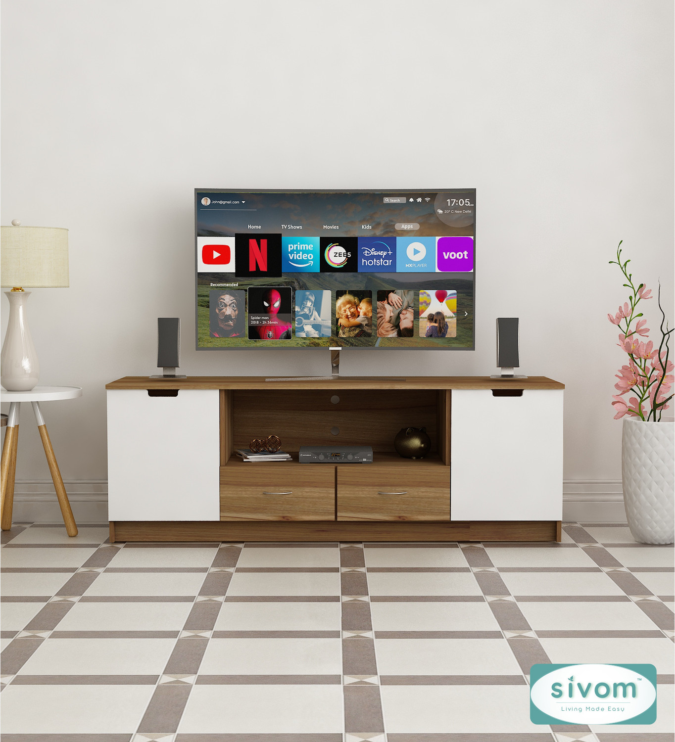 Image of SIVOM Morgan Multipurpose TV Unit fits upto 43 inch with Storage Engineered Wood TV Entertainment Unit