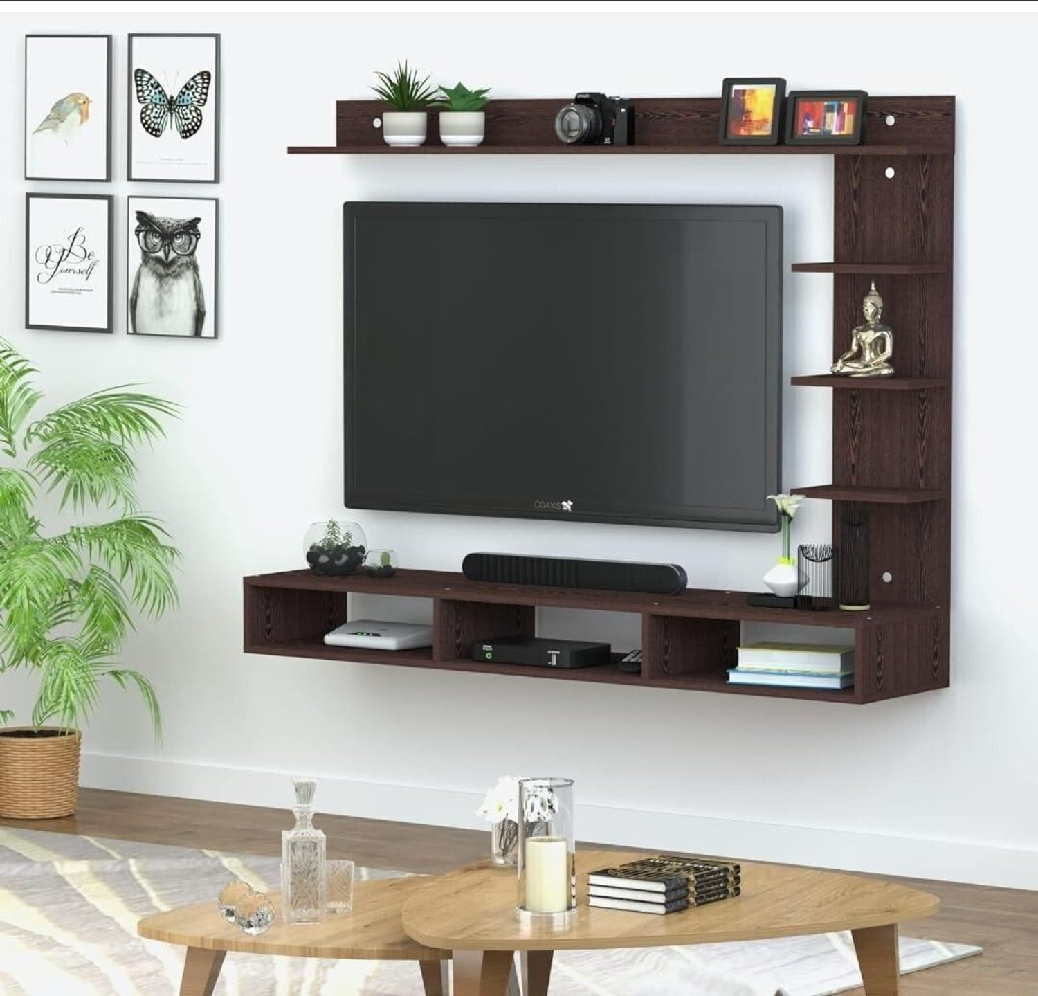 Image of Artival Crafts Triple Side TV Cabinet for Bedroom in 32 inch Engineered Wood TV Entertainment Unit