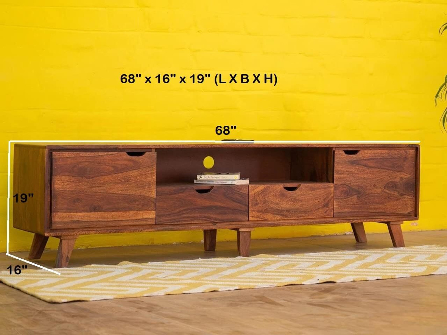 Image of THE WOODEN CITY Sheesham (Rosewood) TV Cabinet Solid Wood TV Entertainment Unit