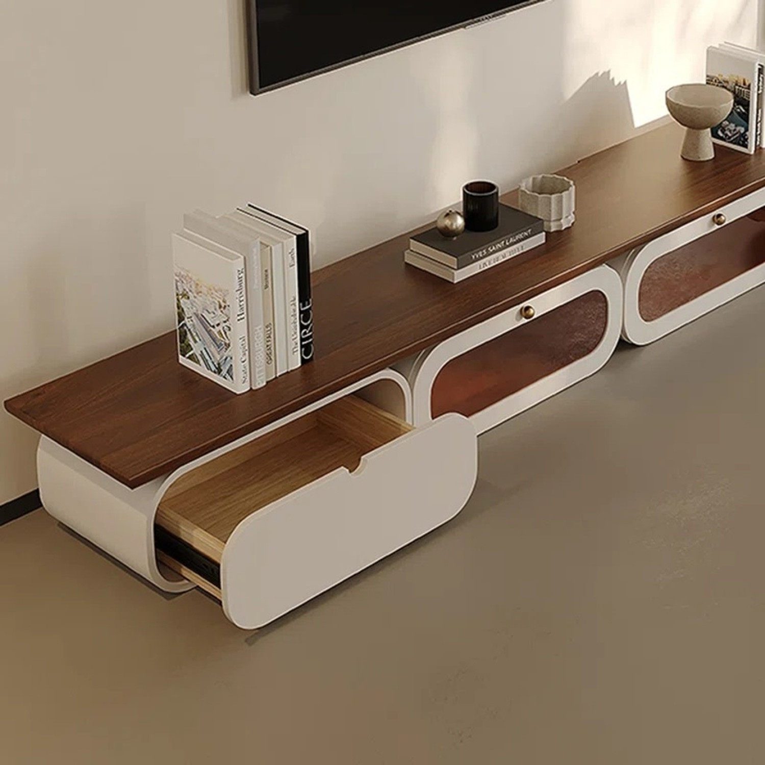 Image of NG Decor 86.61'' Media Console Solid Wood TV Entertainment Unit