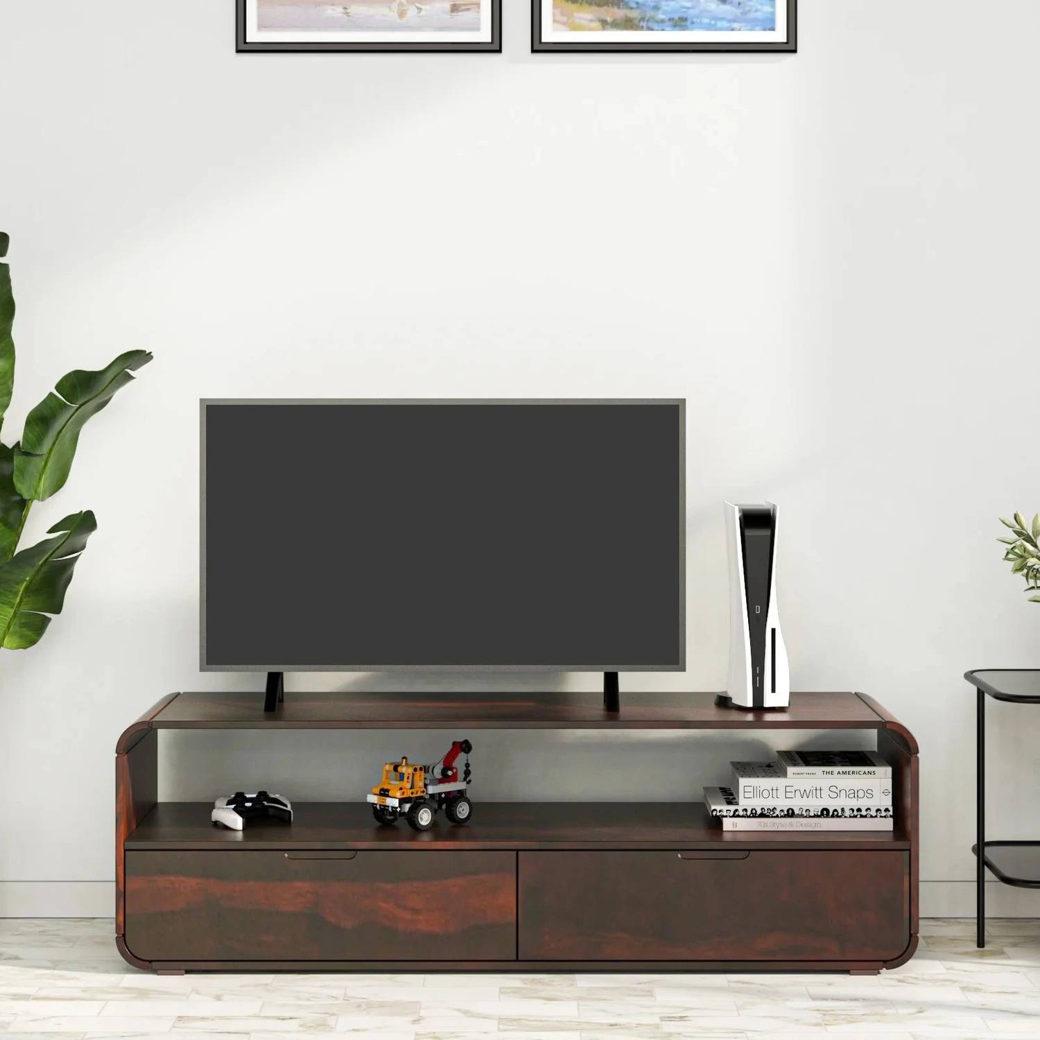 Allie Wood Rosewood (Sheesham) Engineered Wood TV Entertainment Unit