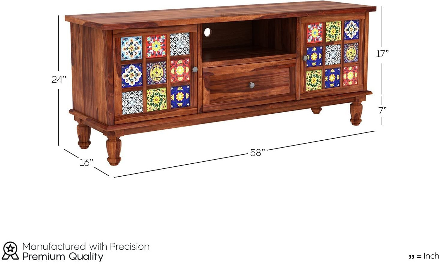 Image of AARAMWEAR Heritage Tile Series Engineered Wood TV Entertainment Unit