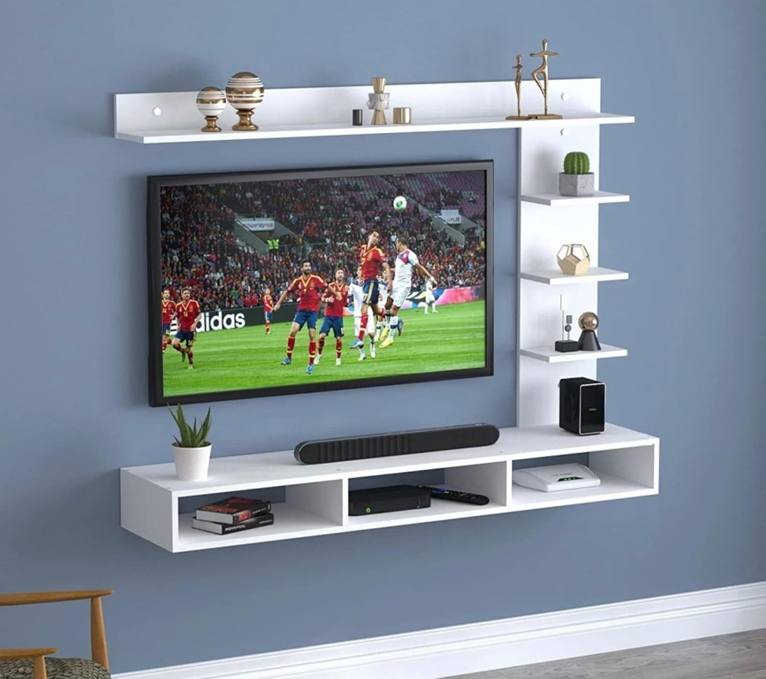 Image of Artival Crafts White C Shape Compact TV Stand | Stylish TV Cabinet for Bedroom & Living Room Engineered Wood TV Entertainment Unit