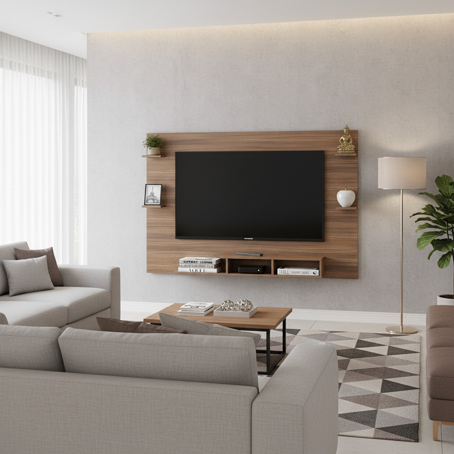 Image of FURNEASER Harrison Wall-mount Tv Unit with Back Panel, Cabinet, Stand, Rack, Shelf, Engineered Wood TV Entertainment Unit