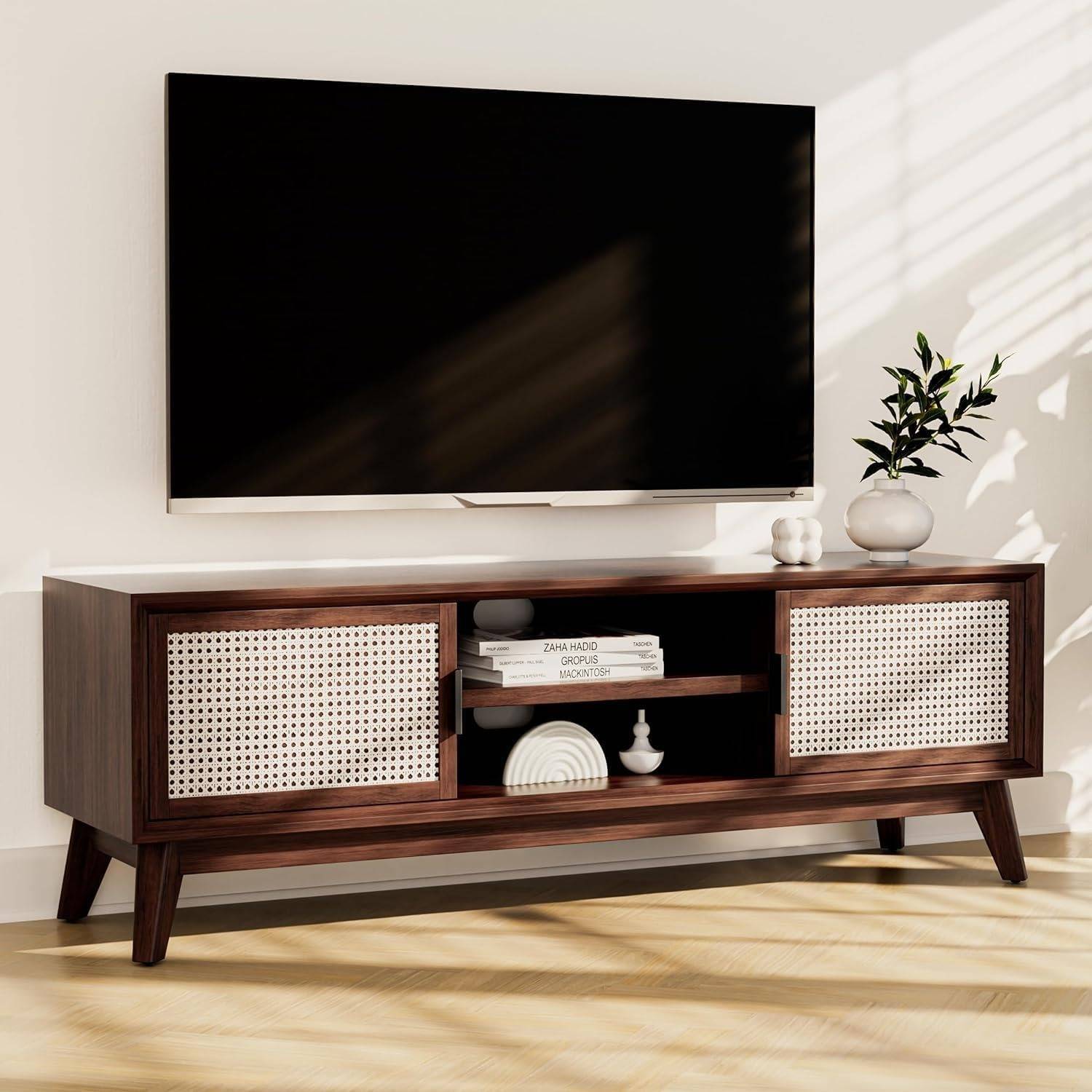 Quick Artsy Solid Wood TV Entertainment Unit (Finish Color - Walu