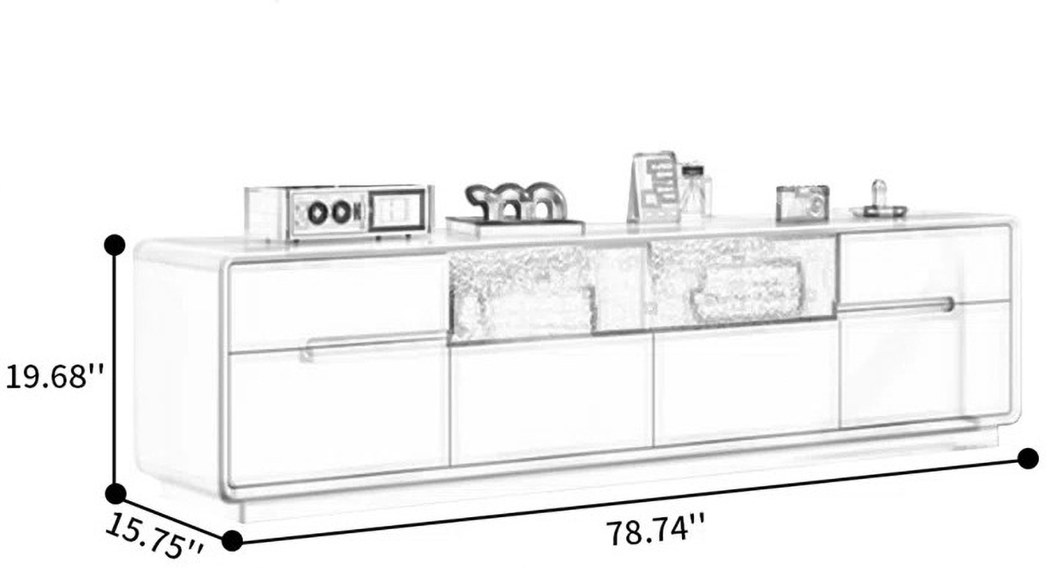 Image of NG Decor Household Solid Wood TV Cabinet. 78.74'' Media Console Solid Wood TV Entertainment Unit
