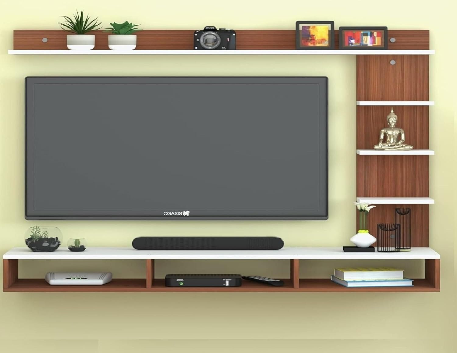 Image of Artival Crafts Modern C-Shape TV Cabinet for Living Room | Stylish Entertainment Unit Engineered Wood TV Entertainment Unit