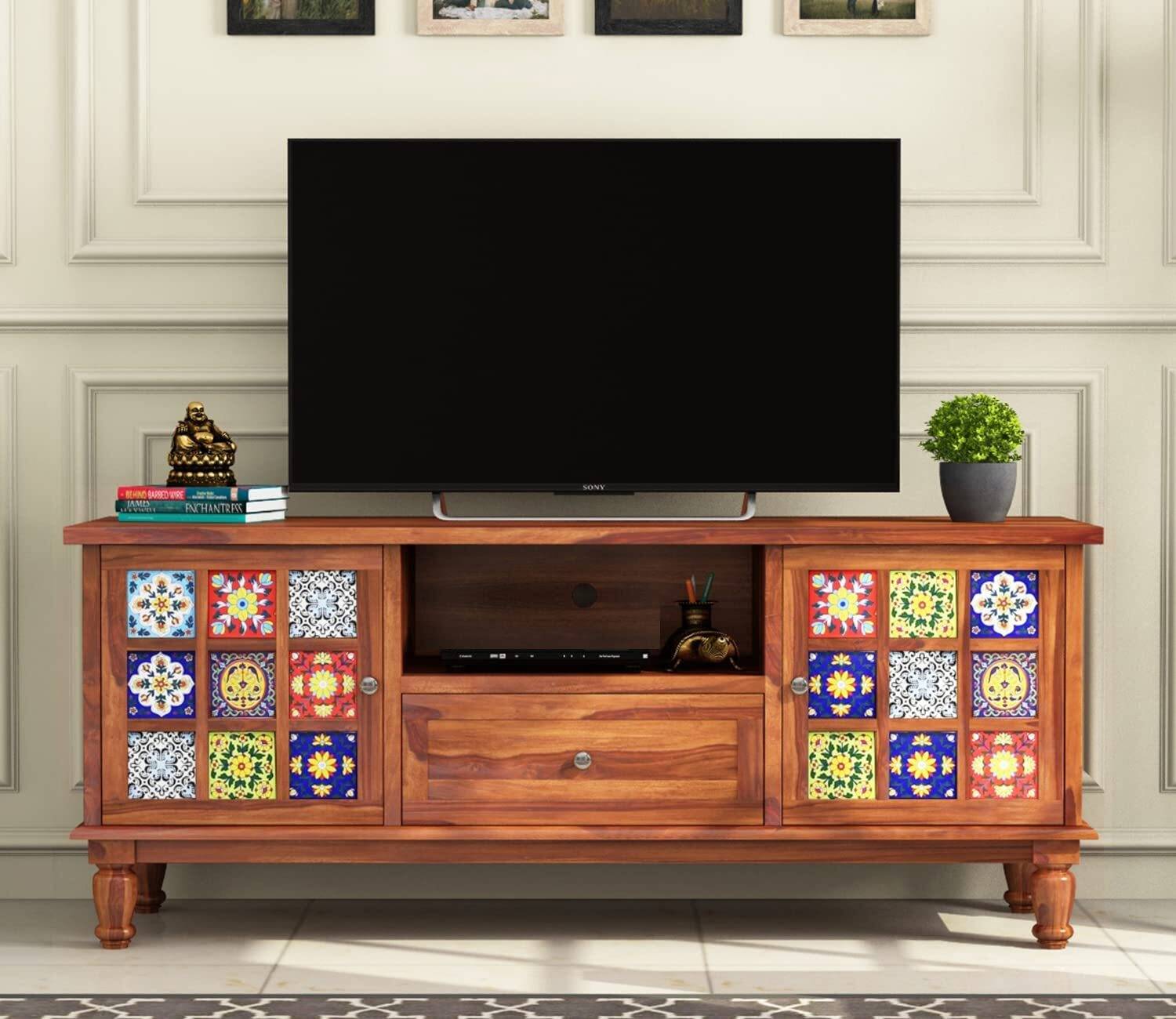 Life Wood Solid Wood Tiles Design Tv Unit With Storage Solid Wood