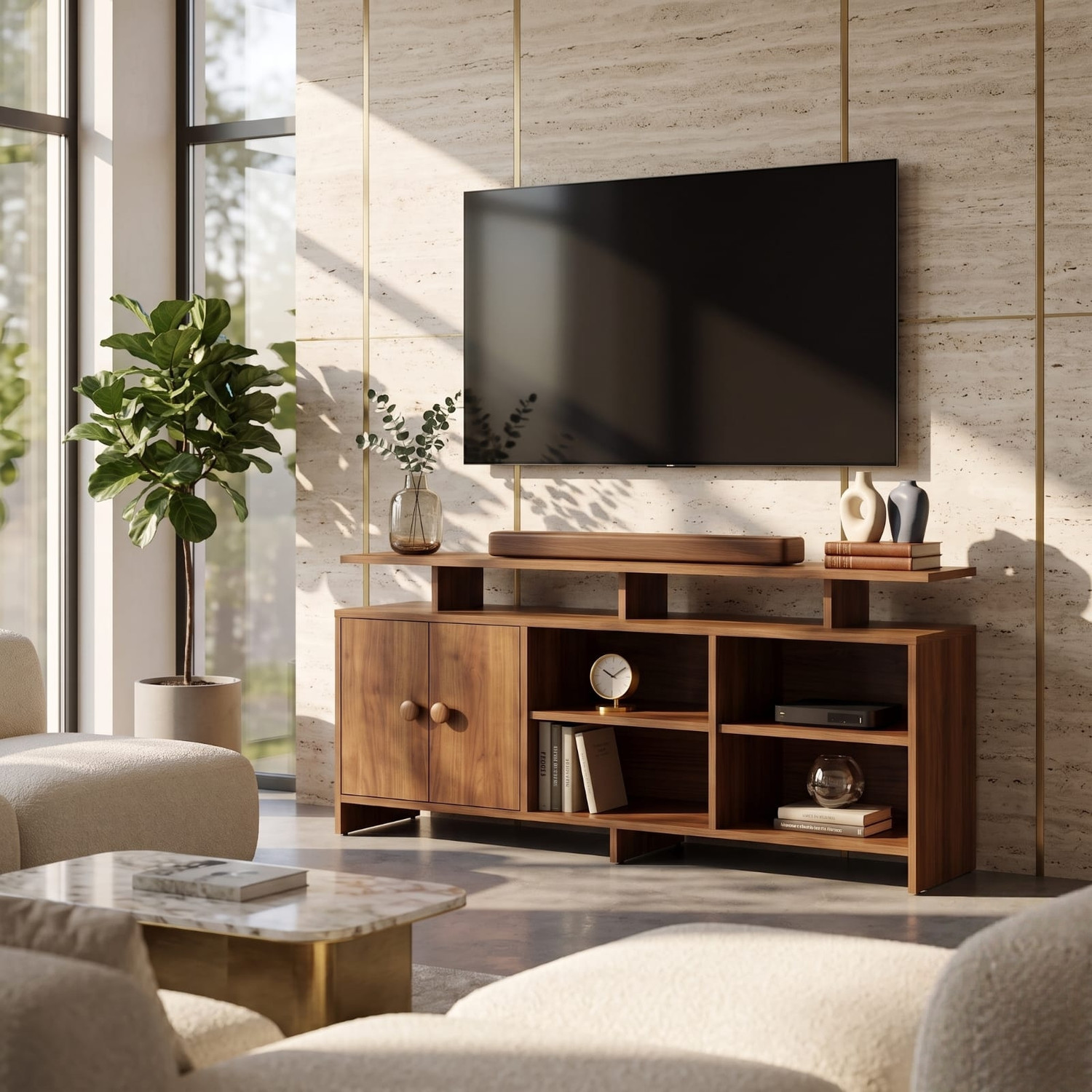 Image of Spyder Home Decore Matte Finish TV Entertainment Unit Stand for Living Room Engineered Wood TV Entertainment Unit