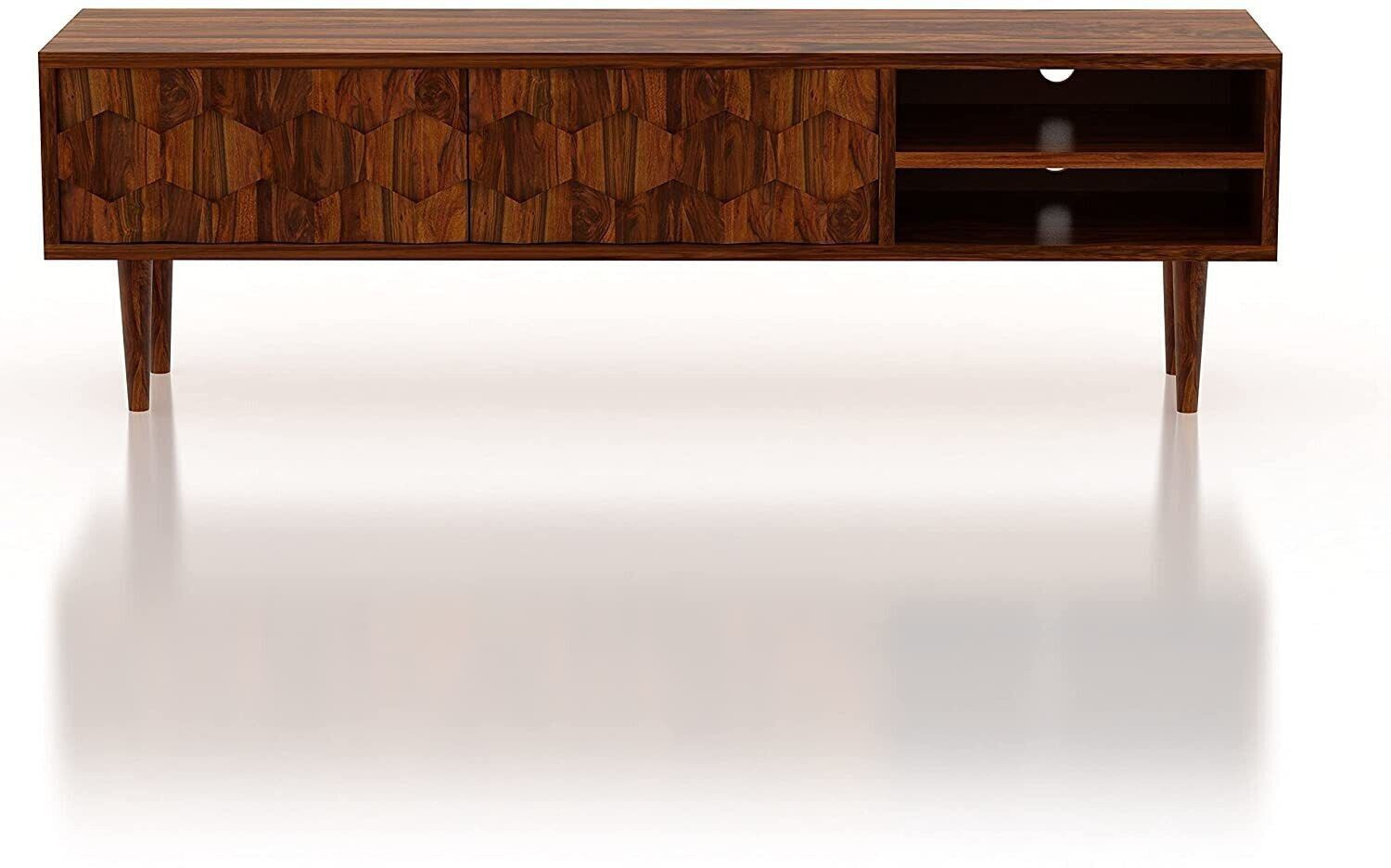 Image of Ganpati Arts Sheesham Wood Hexa Tv Unit /Tv Cabinet /Wooden Tv Entertainment Unit For Home Solid Wood TV Entertainment Unit