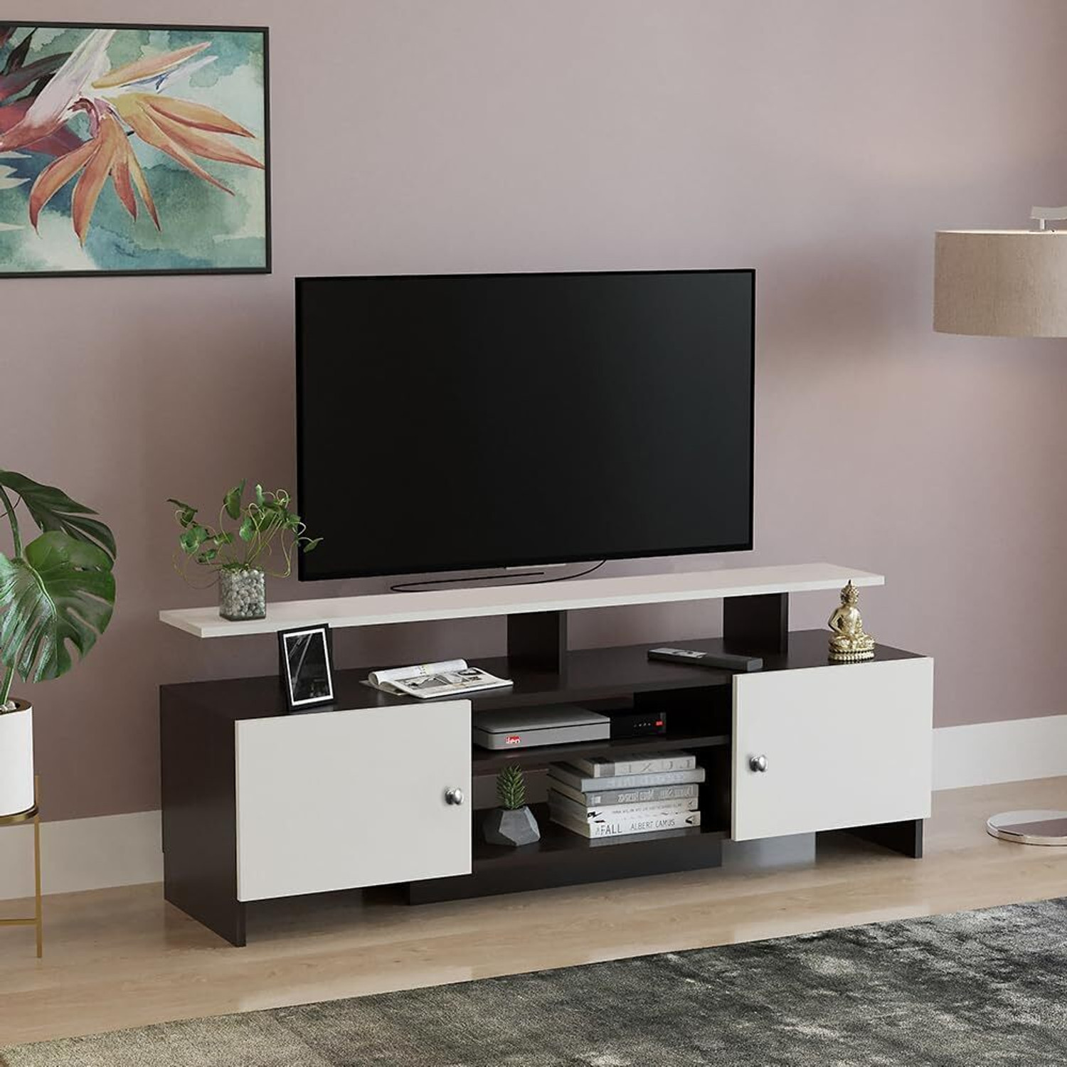 Image of Buildream Engineered Wood Tv Unit for Living Room Floor Standing Tv Cabinet Engineered Wood TV Entertainment Unit