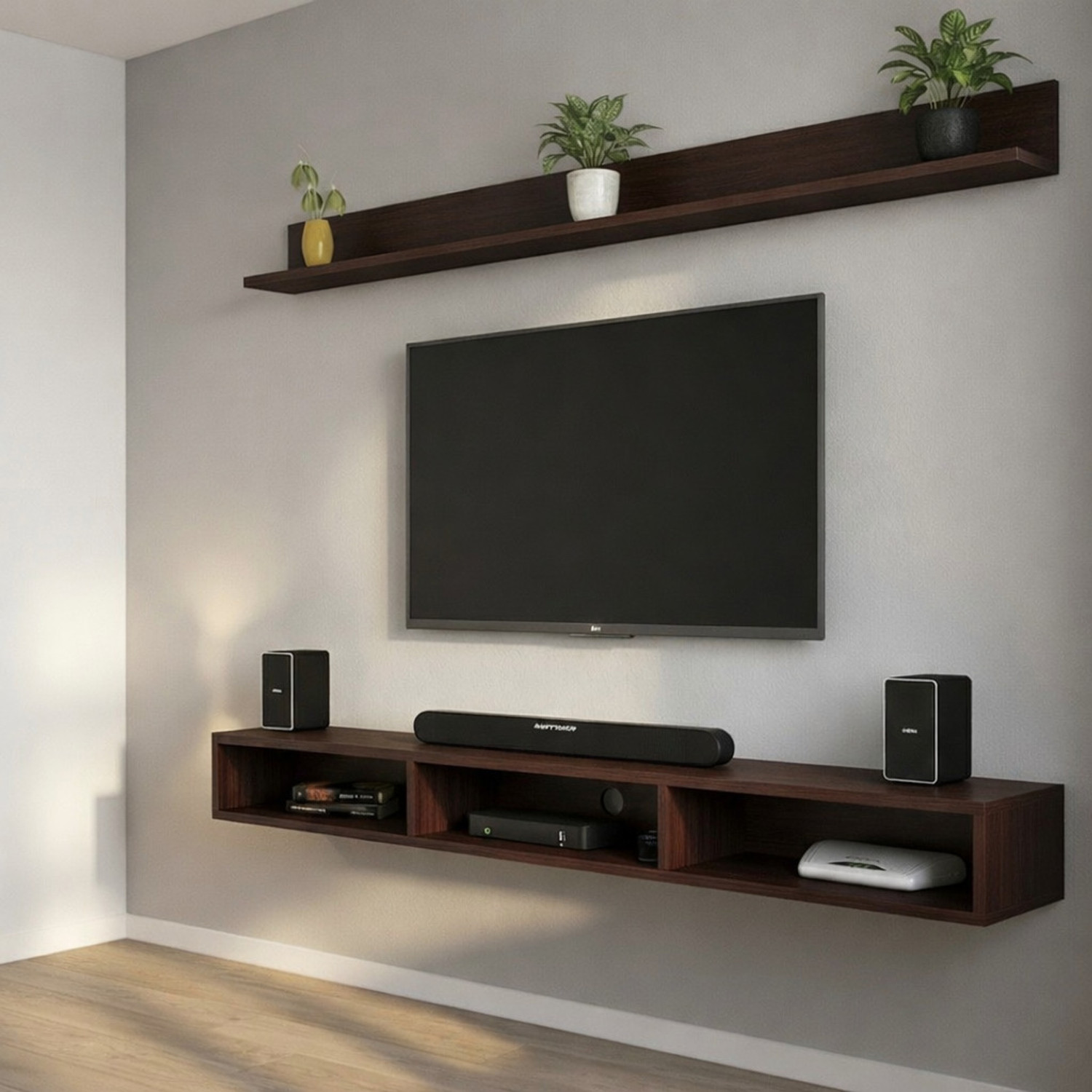 Image of Regal Furniture LCD Cabinet, TV Stand Wall, TV Panel, and Wooden Wall Mounted TV Unit Engineered Wood TV Entertainment Unit