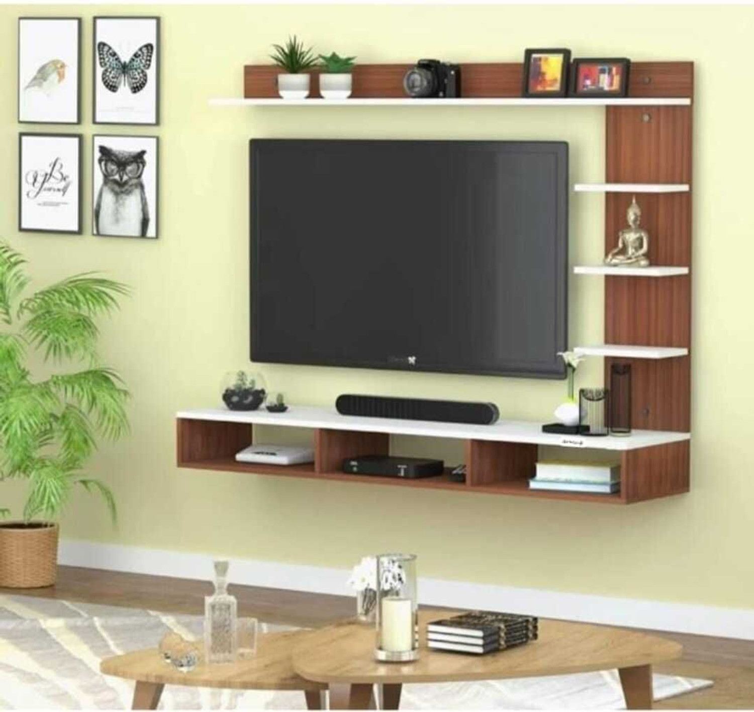 Image of Aariwoody Futuristic Carving Engineered Wood TV Entertainment Unit
