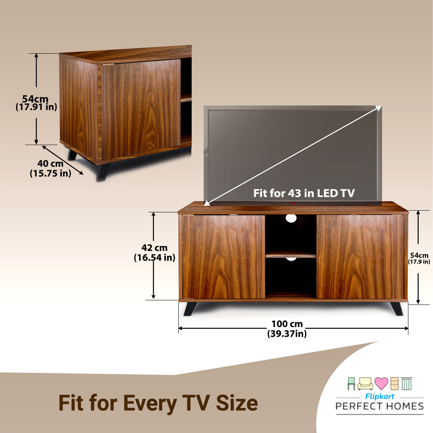 Image of Flipkart Perfect Homes Shelby Engineered Wood TV Entertainment Unit