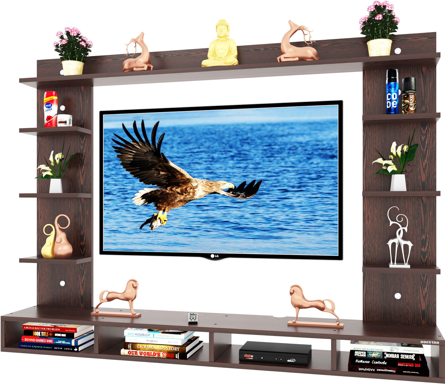 Image of Odestar Tv Unit For Living Room Upto 55 inch Tv Furniture Stand Tv Cabinate Engineered Wood TV Entertainment Unit