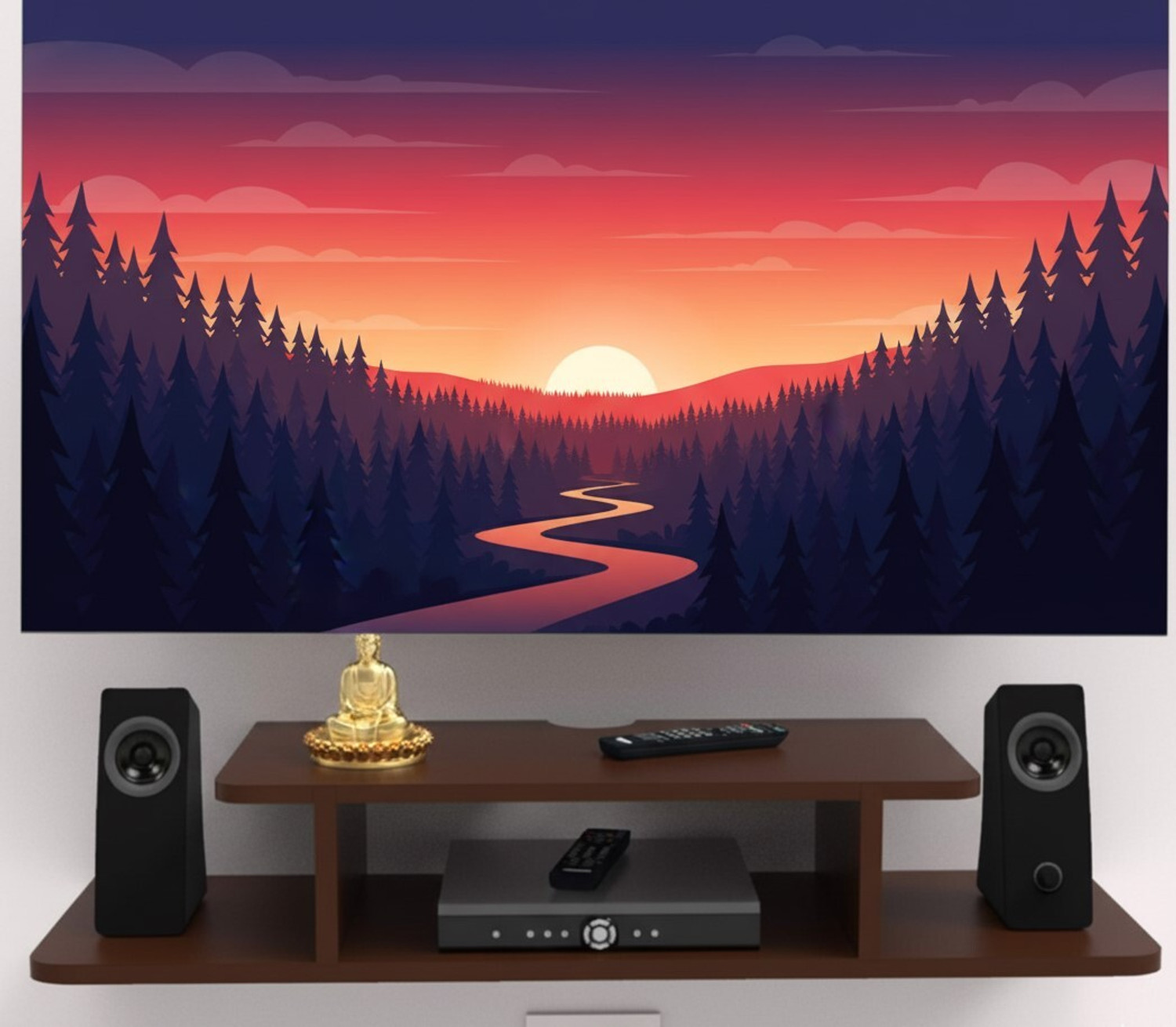 Image of CHARMWUD tv stand wall mounted wall hanging shelves wall mounted shelf Engineered Wood TV Entertainment Unit