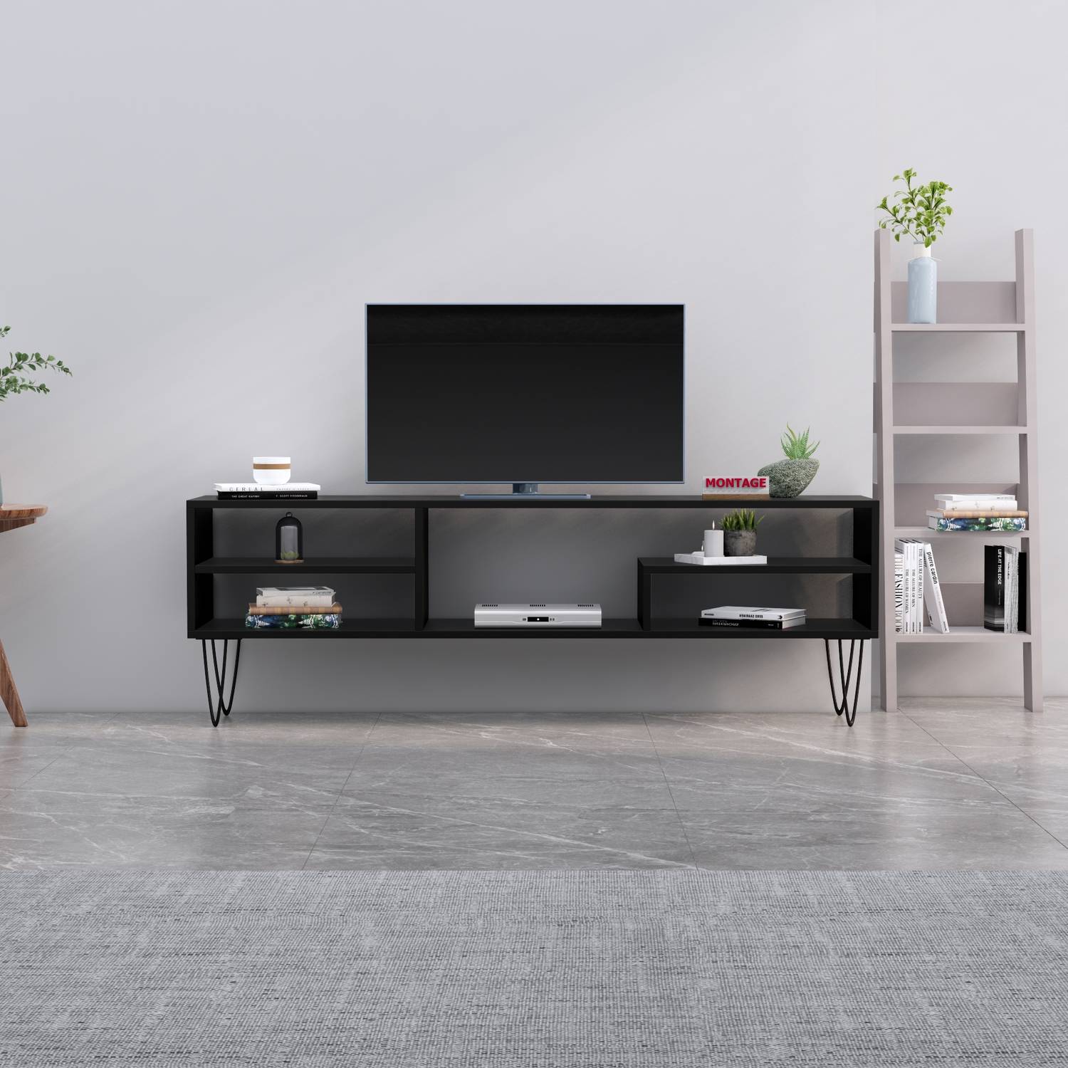MONTAGE LED TV Cabinet 65 Inch for Living Room with 5 Open Storag