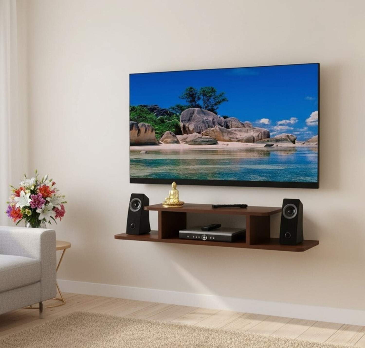 Image of CHARMWUD tv stand wall mounted wall hanging shelves wall mounted shelf Engineered Wood TV Entertainment Unit