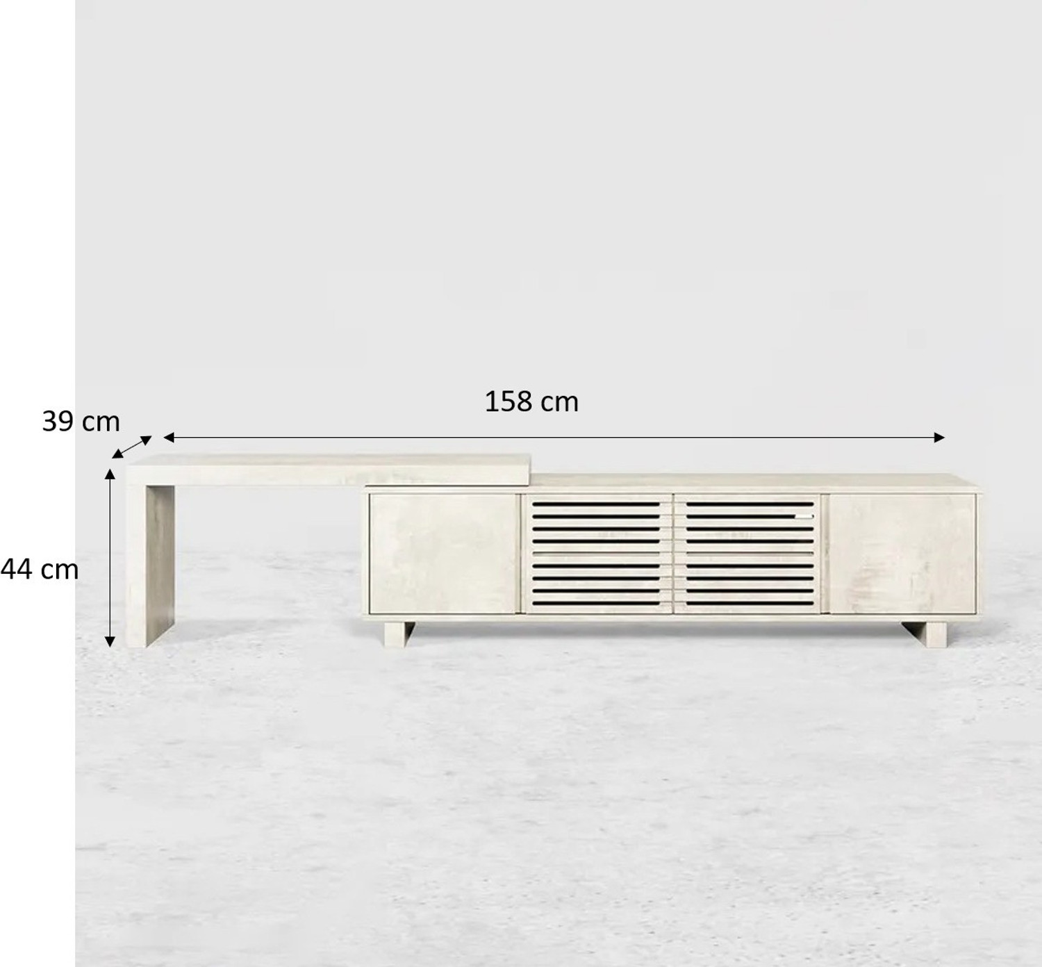 Image of NG Decor Distressed Retracted & Extendable TV Stand with 4 Shelves Up to 85 inch Engineered Wood TV Entertainment Unit