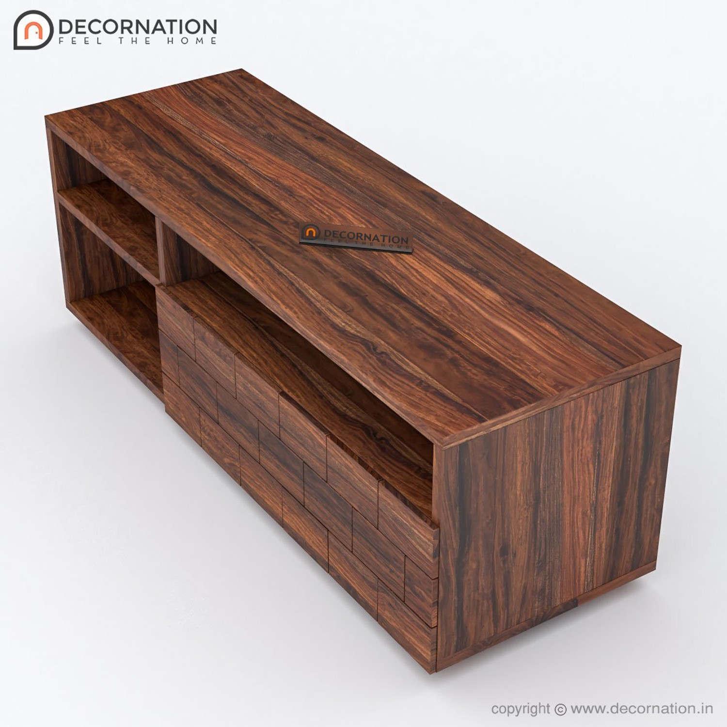Image of DecorNation Illias Solid Wood TV Entertainment Unit