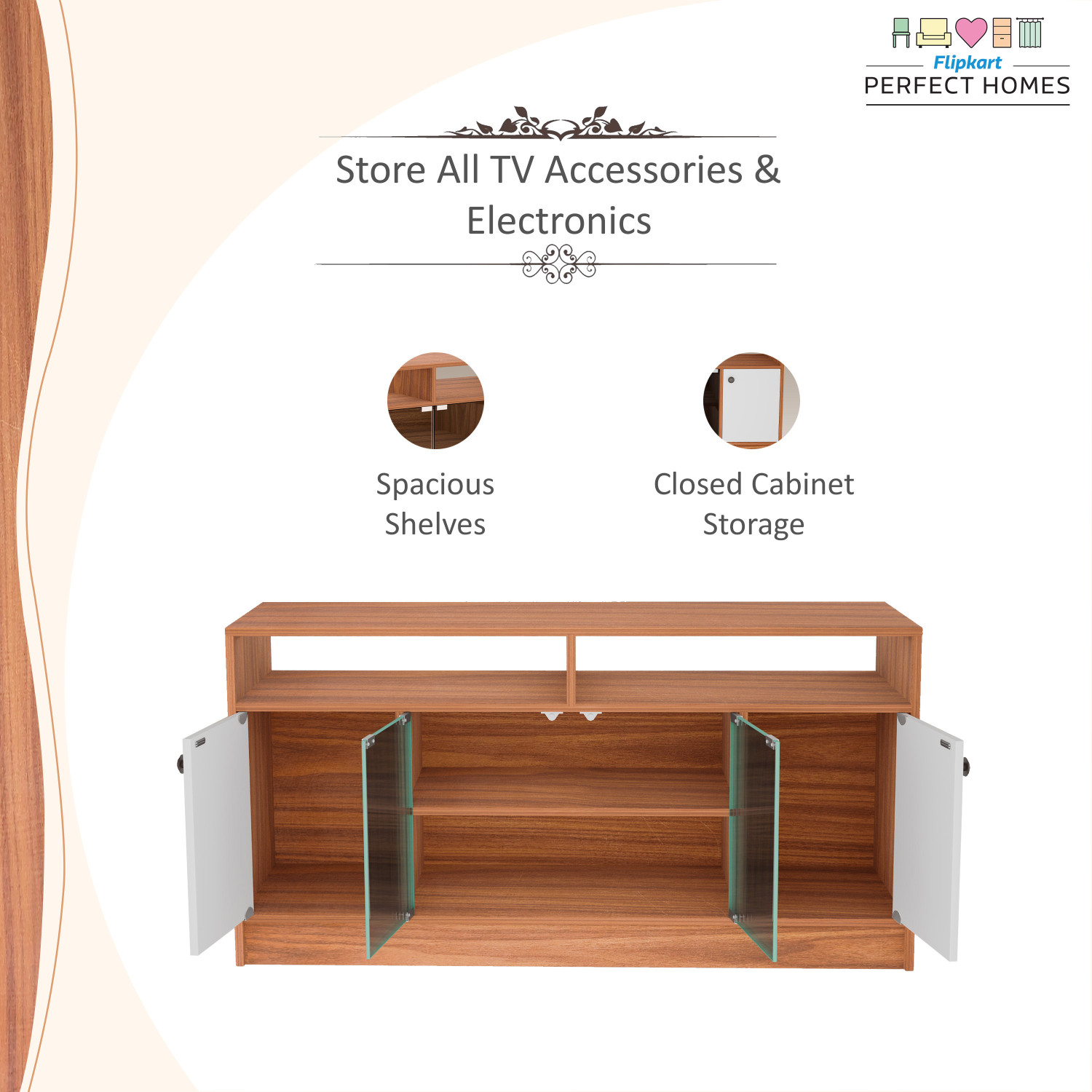 Image of Flipkart Perfect Homes Phonox Engineered Wood TV Entertainment Unit